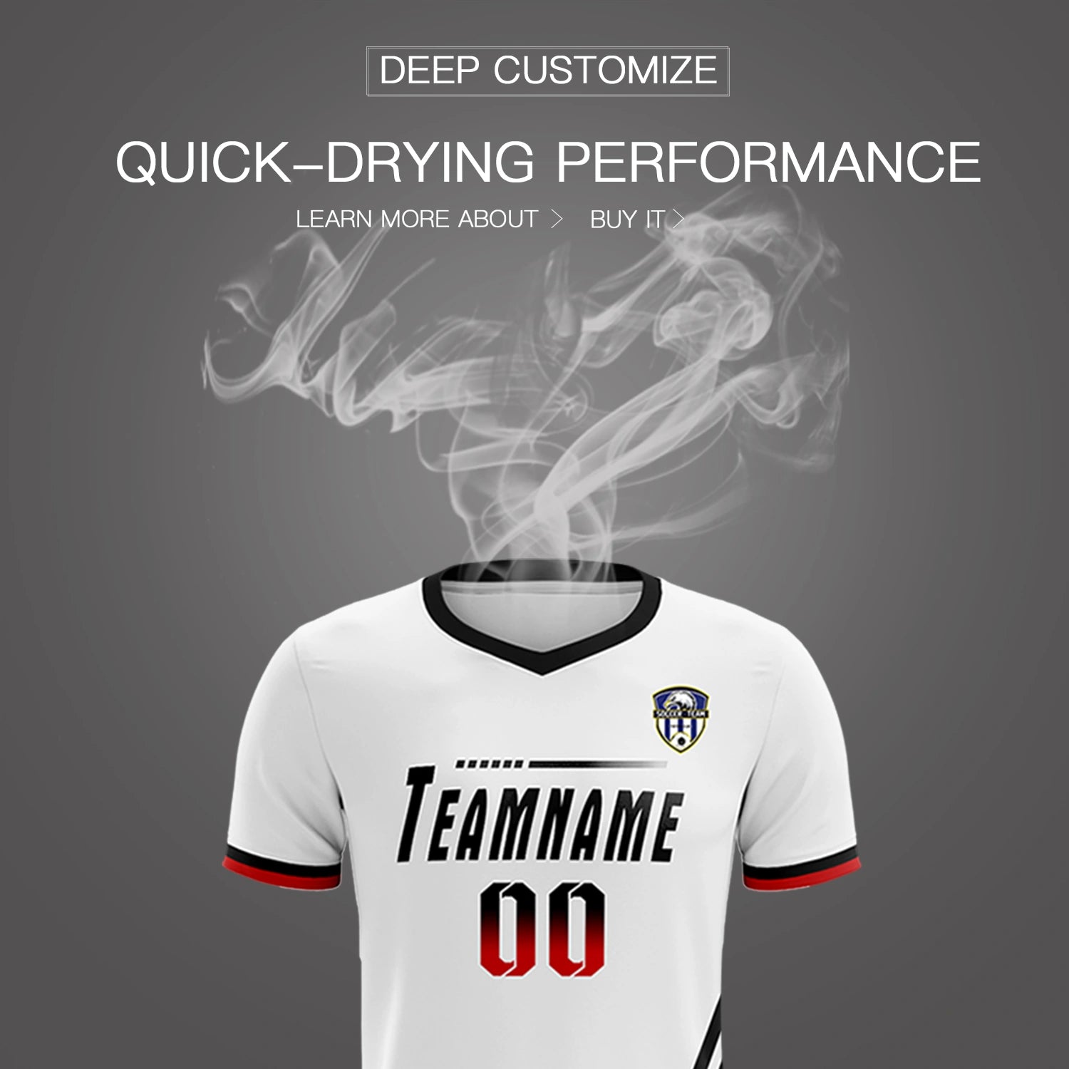 Custom White Black-Red Gradient Fashion Sportswear Soccer Sets Jersey