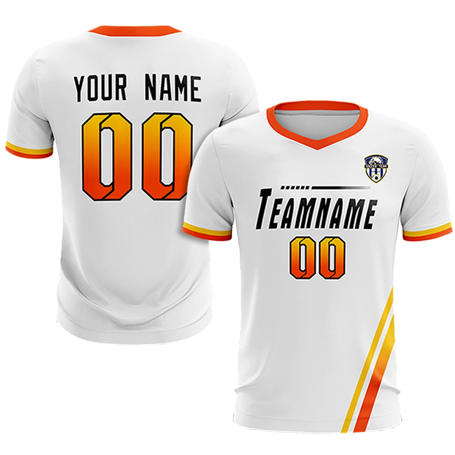 Custom White Gold01-Orange Gradient Fashion Sportswear Soccer Sets Jersey
