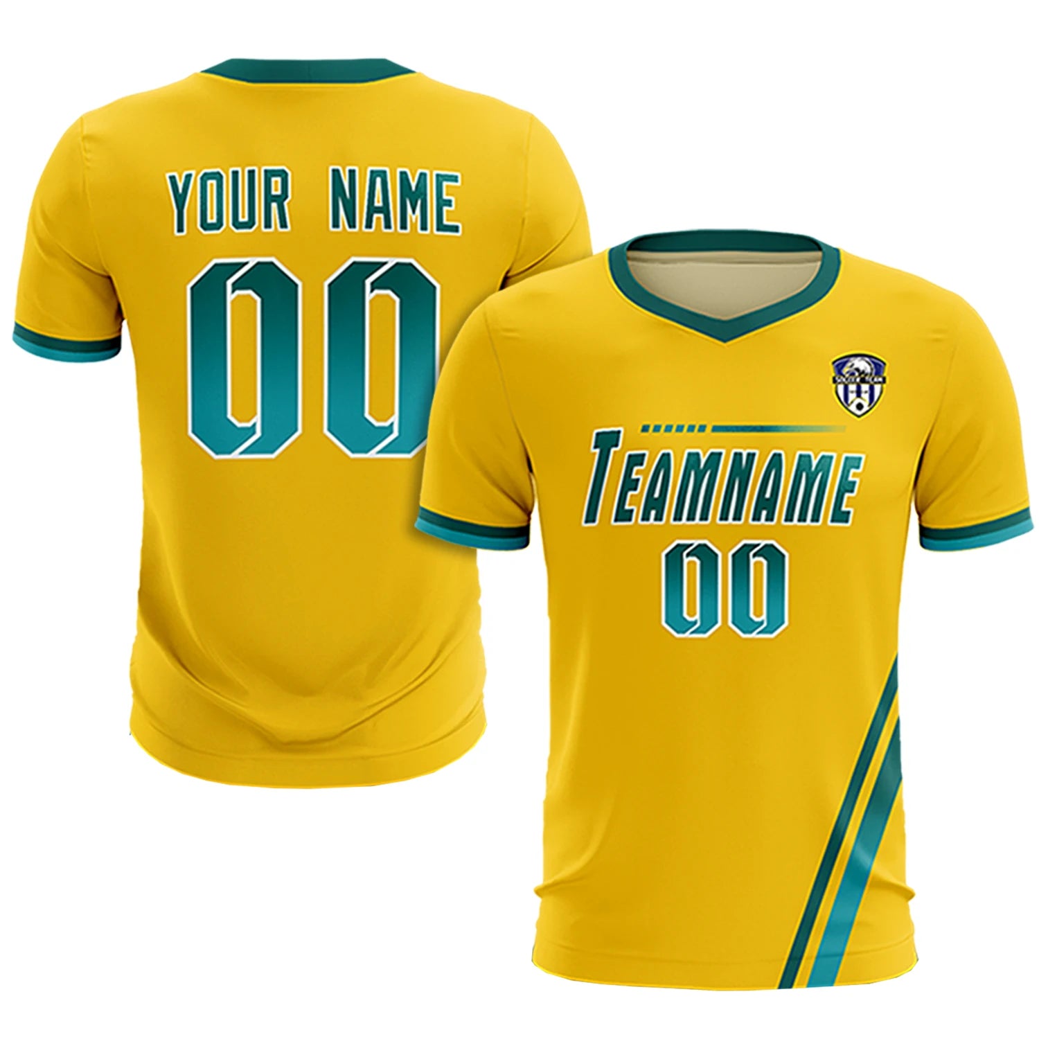 Custom Gold01 Aqua-Aqua Gradient Fashion Sportswear Soccer Sets Jersey