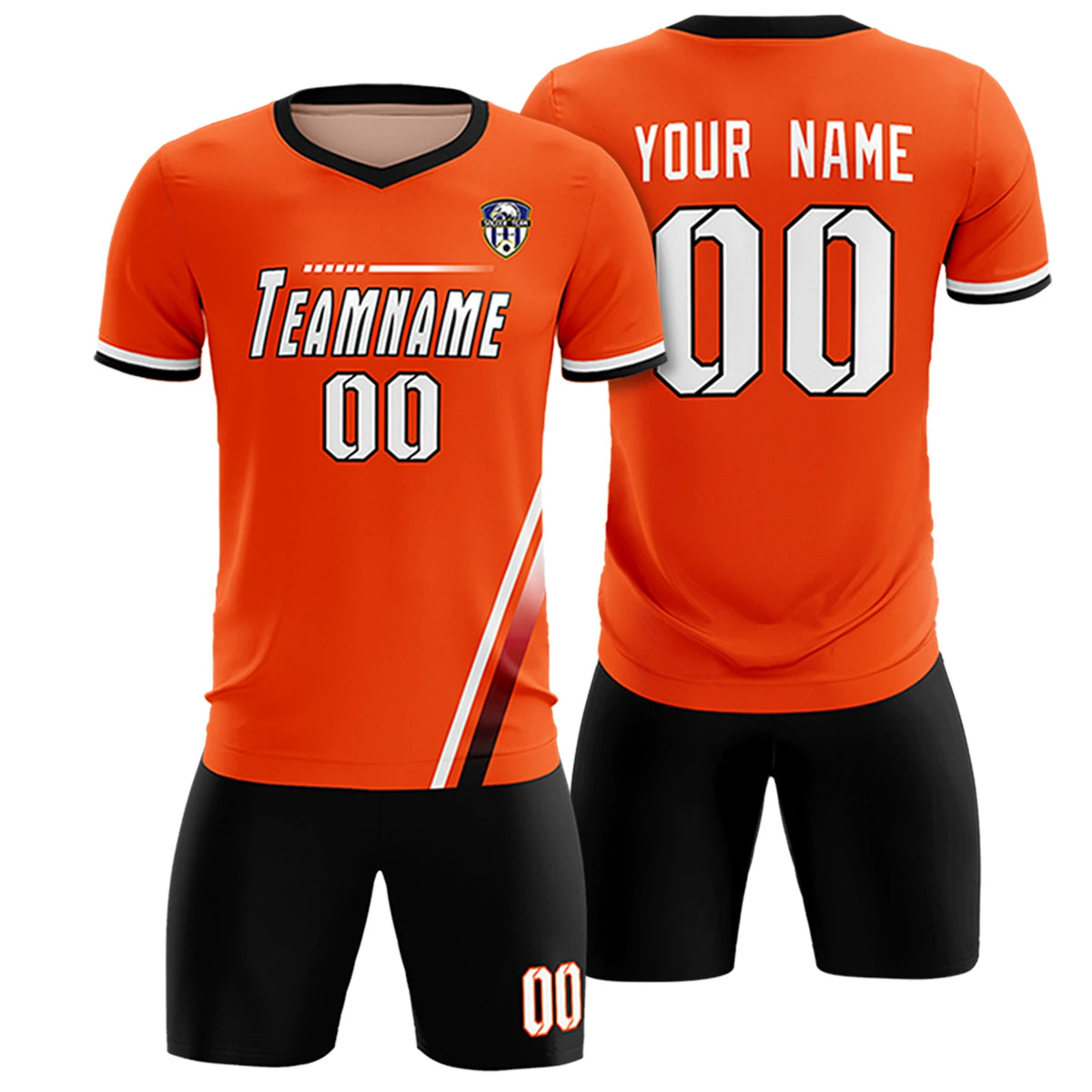 Custom Orange White-Red Gradient Fashion Sportswear Soccer Sets Jersey