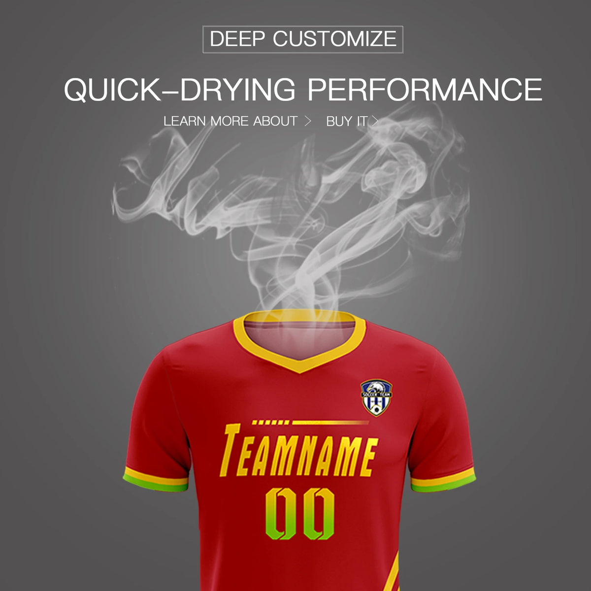 Custom Red Gold01-Neon Green Gradient Fashion Sportswear Soccer Sets Jersey