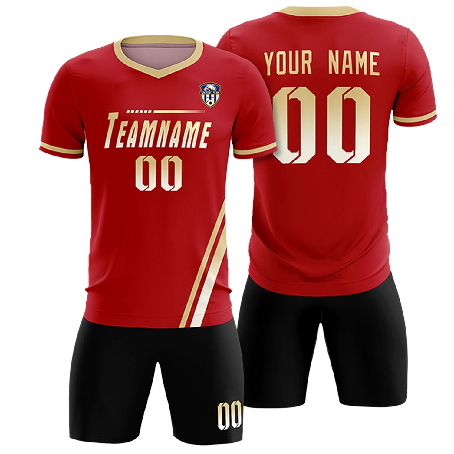 Custom Red Khaki-Khaki Gradient Fashion Sportswear Soccer Sets Jersey
