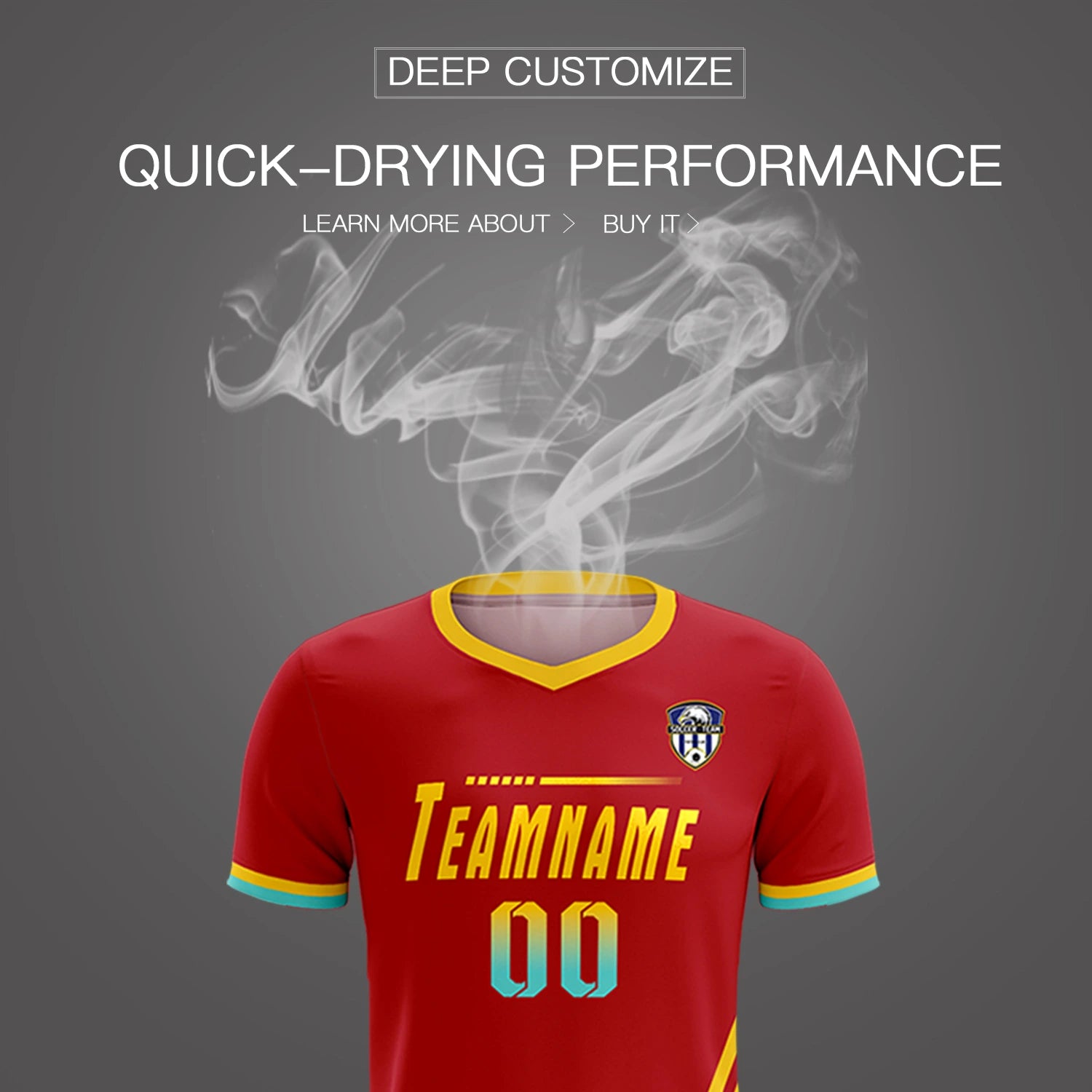 Custom Red Gold01-Aqua Gradient Fashion Sportswear Soccer Sets Jersey