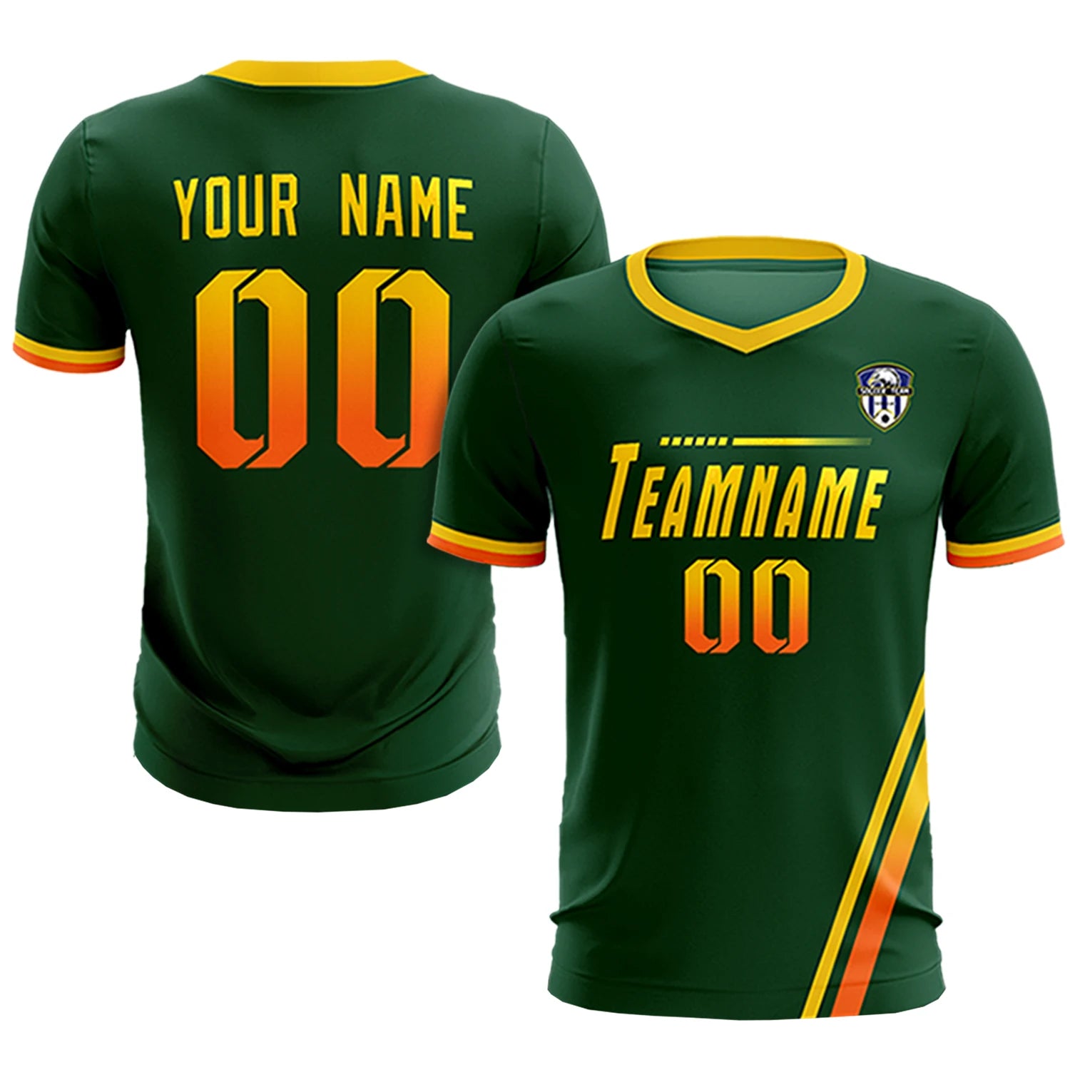 Custom Green Gold01-Orange Gradient Fashion Sportswear Soccer Sets Jersey