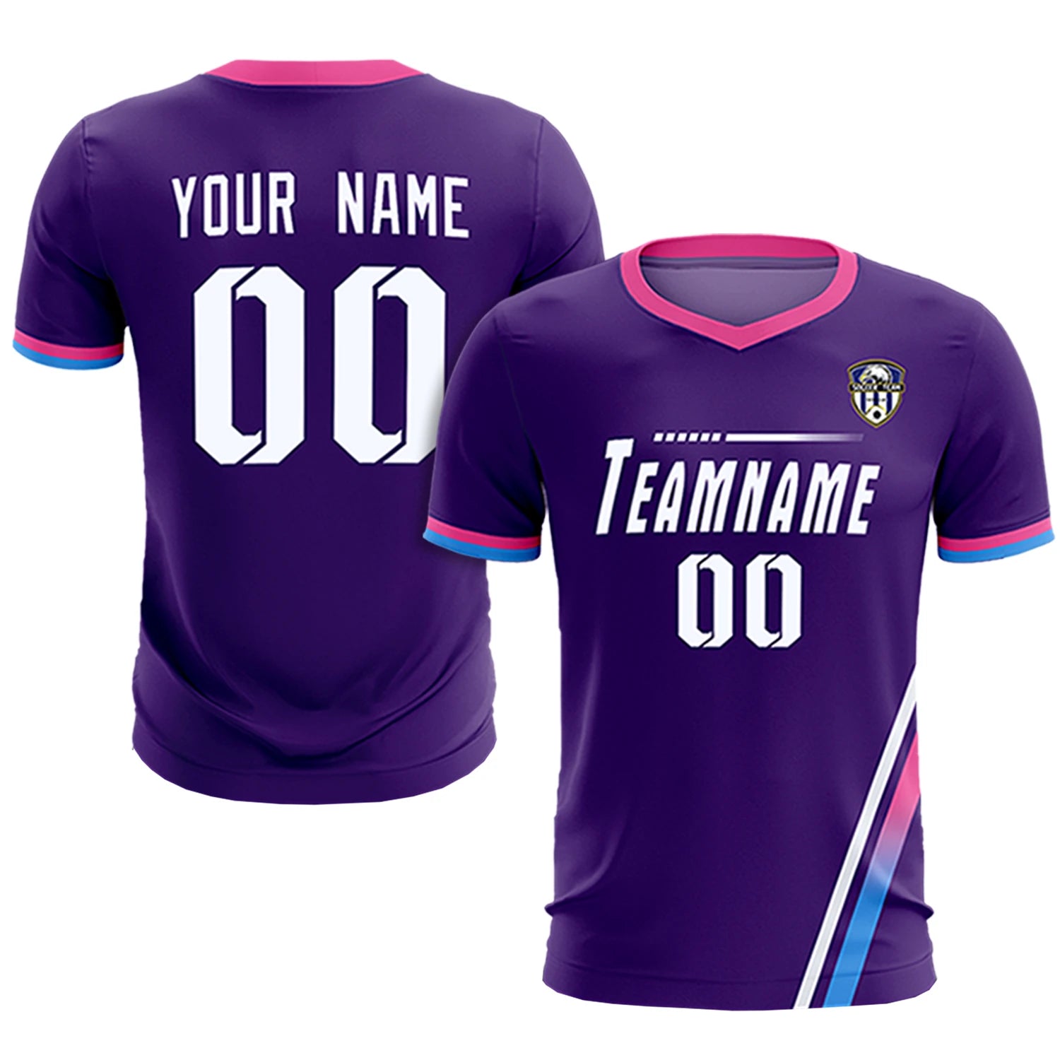Custom Purple White-Pink Gradient Fashion Sportswear Soccer Sets Jersey