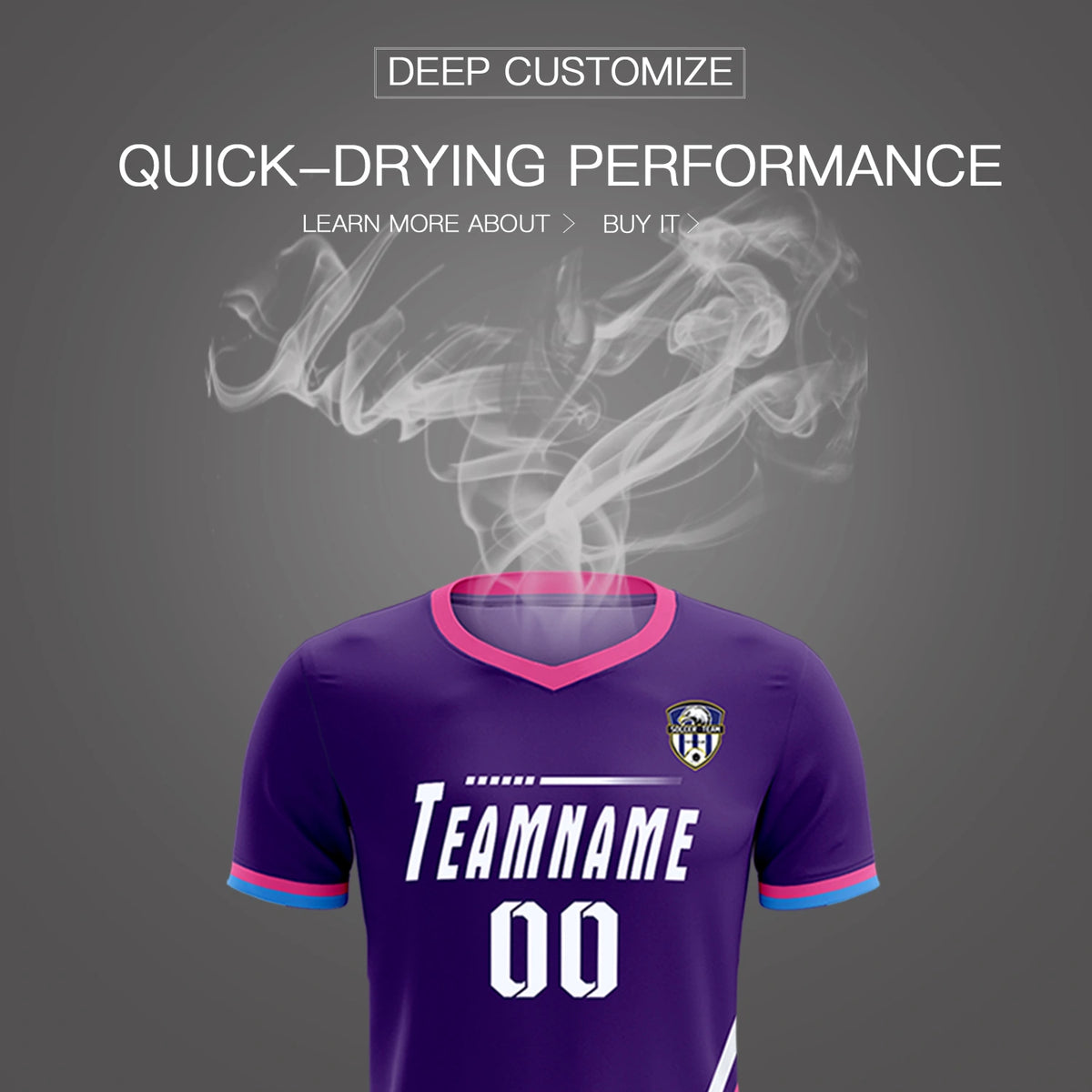 Custom Purple White-Pink Gradient Fashion Sportswear Soccer Sets Jersey