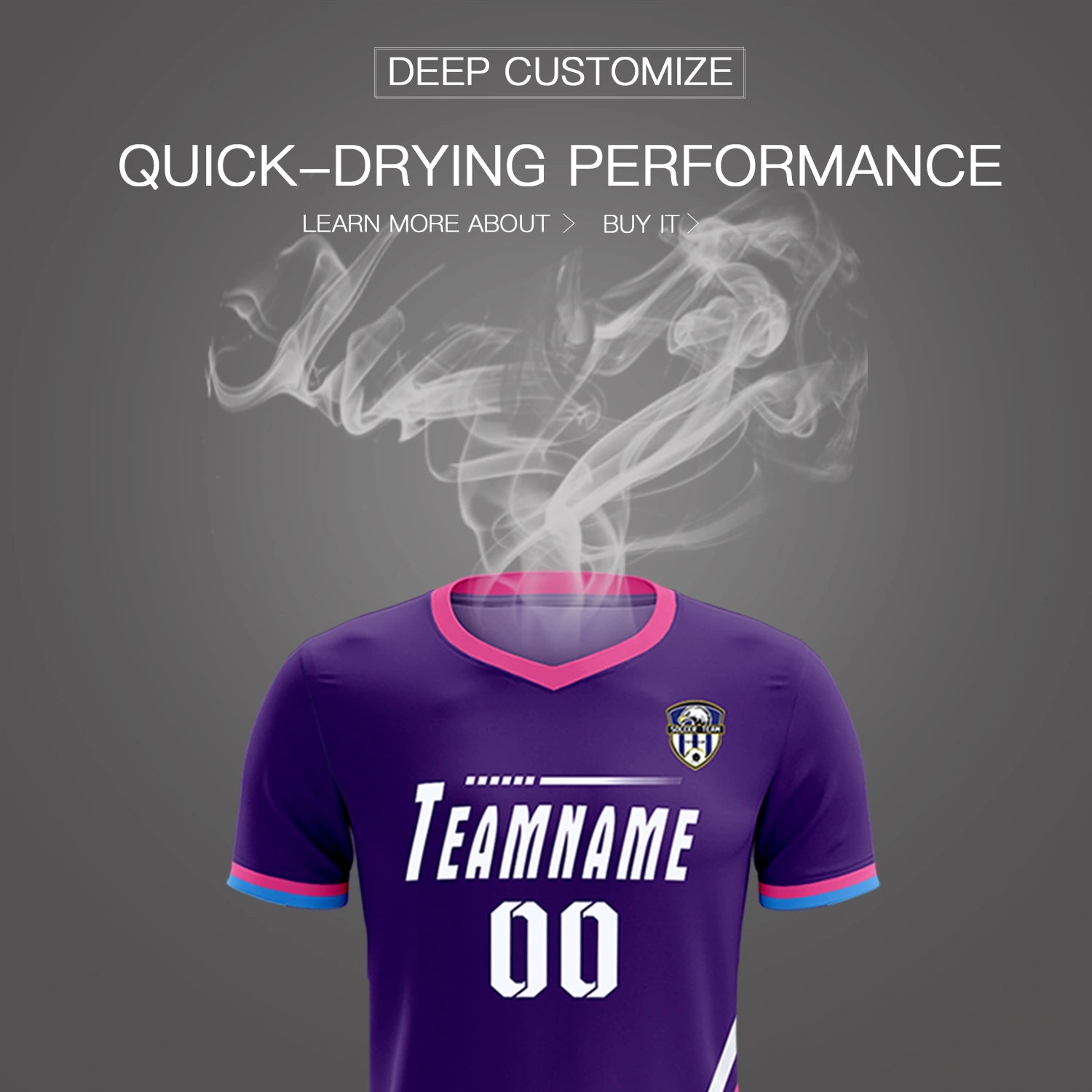 Custom Purple White-Pink Gradient Fashion Sportswear Soccer Sets Jersey
