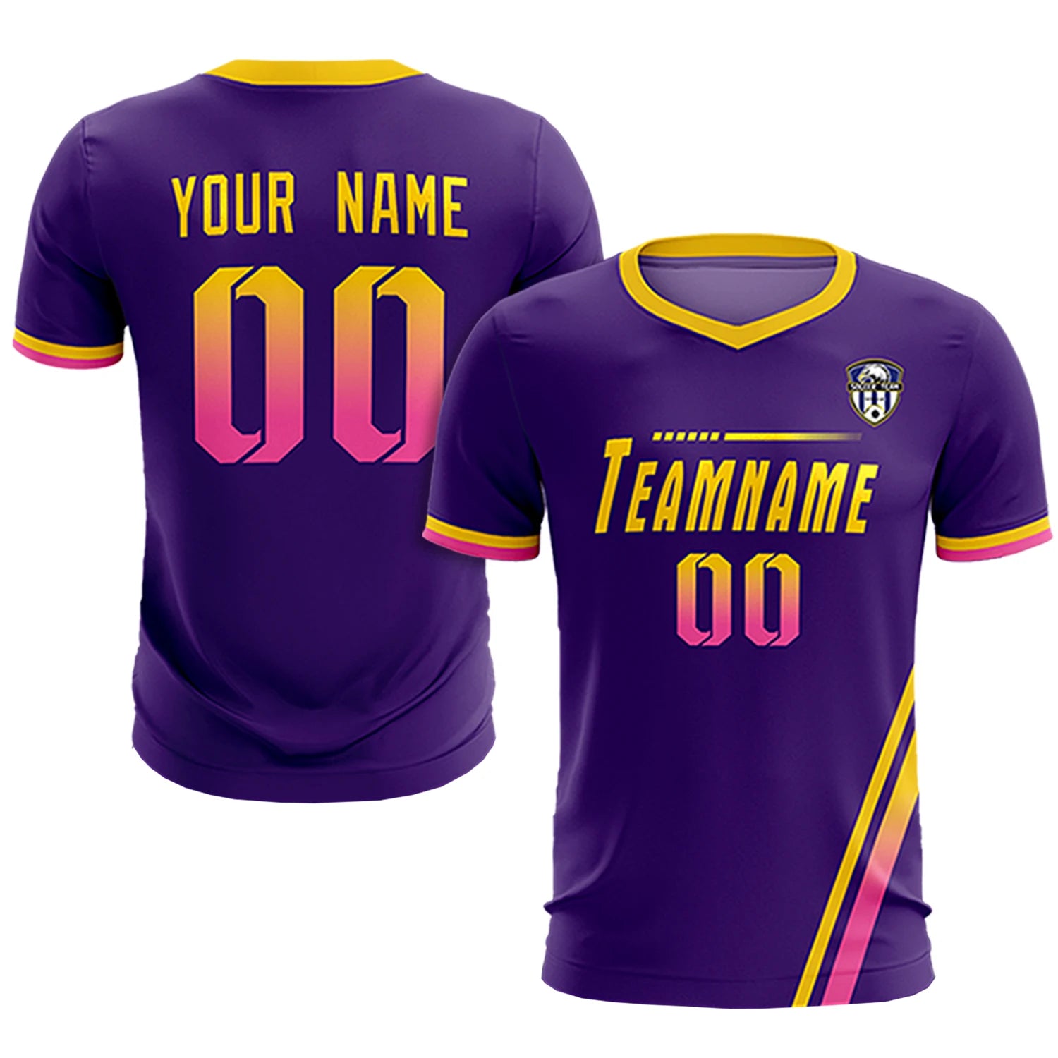 Custom Purple Gold01-Pink Gradient Fashion Sportswear Soccer Sets Jersey