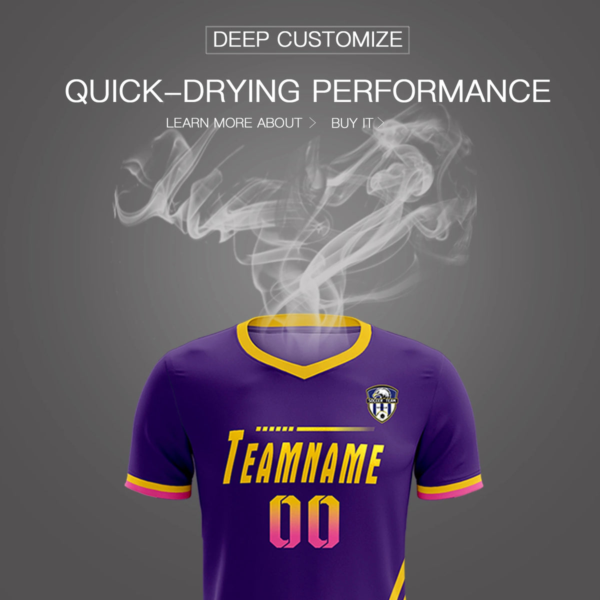 Custom Purple Gold01-Pink Gradient Fashion Sportswear Soccer Sets Jersey