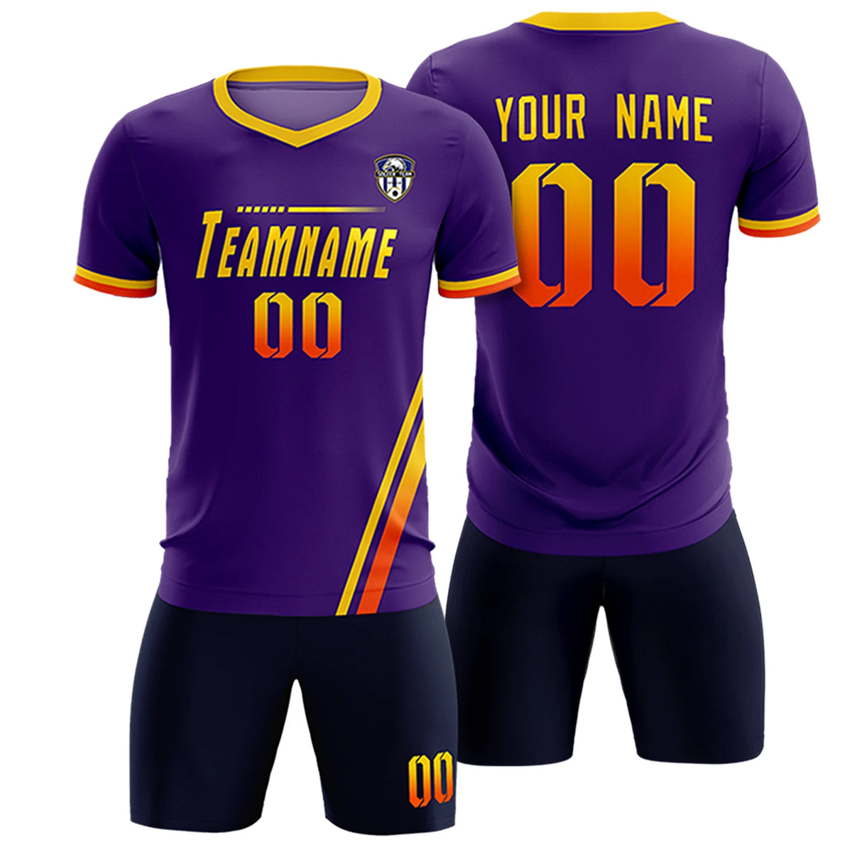Custom Purple Gold01-Orange Gradient Fashion Sportswear Soccer Sets Jersey