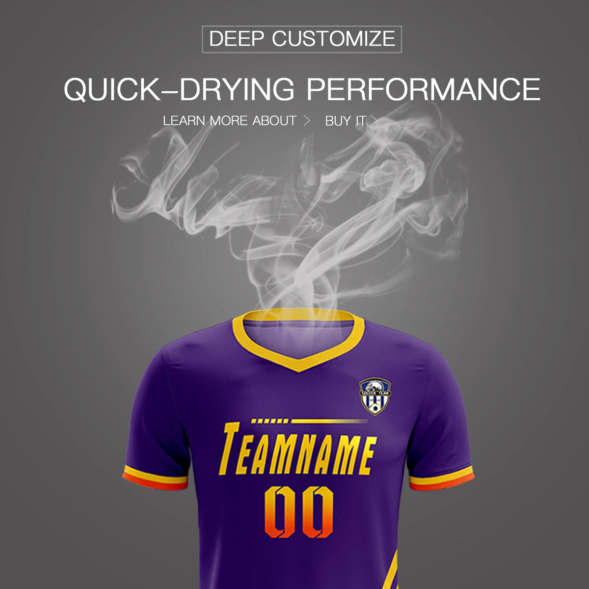 Custom Purple Gold01-Orange Gradient Fashion Sportswear Soccer Sets Jersey