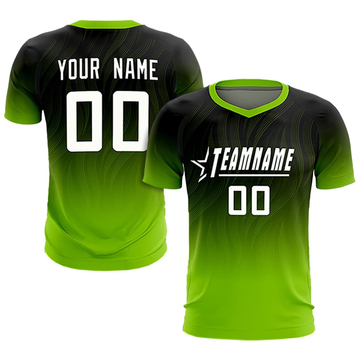 Custom Black Neon Green Printing Sportswear Soccer Sets Jersey