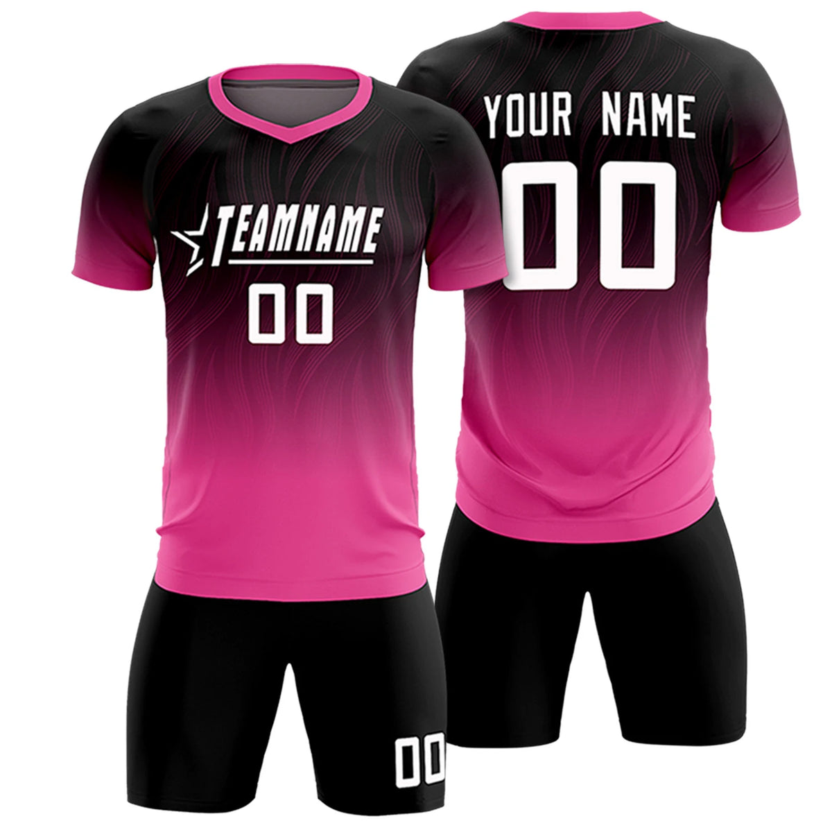 Custom Black Pink Printing Sportswear Soccer Sets Jersey