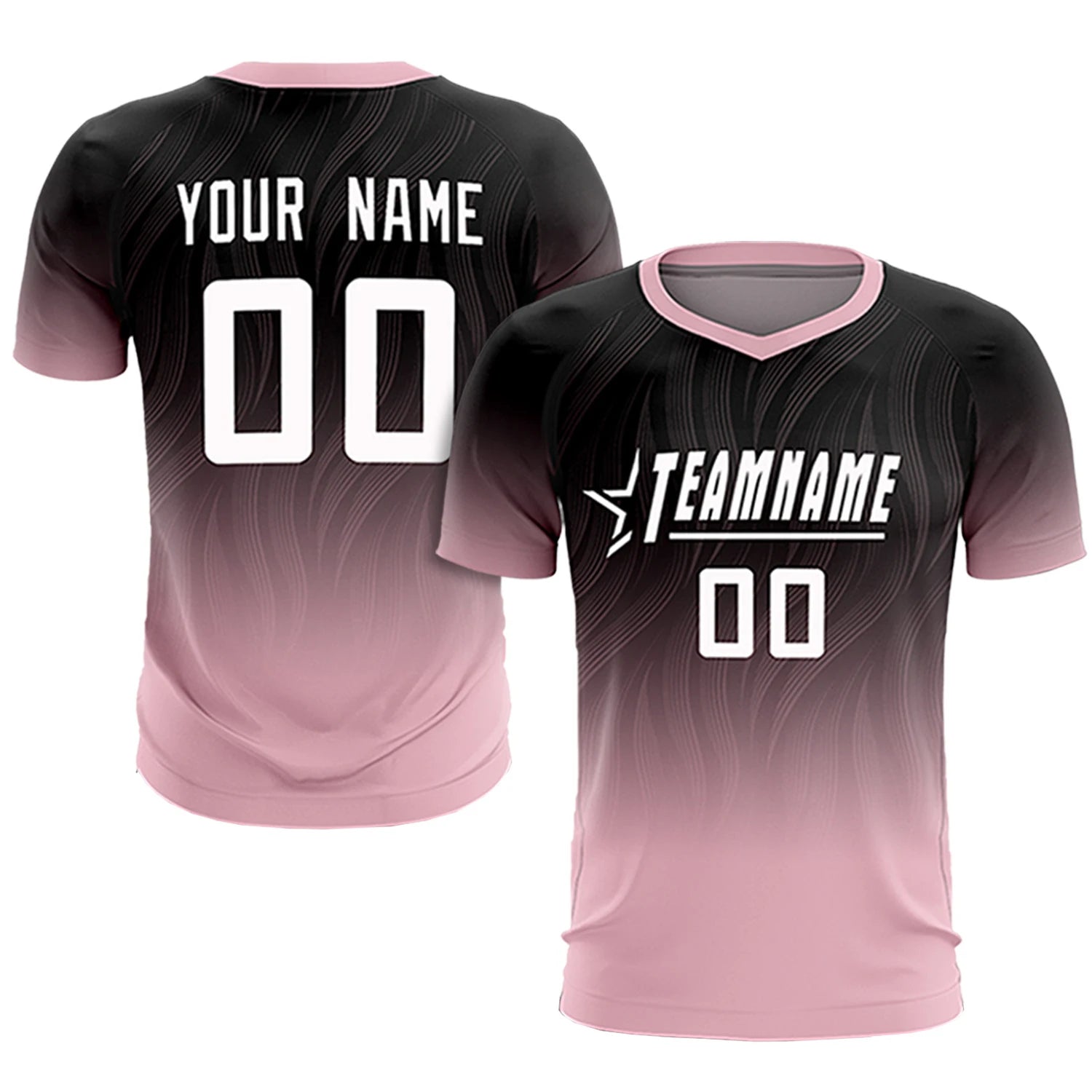 Custom Black Light Pink Printing Sportswear Soccer Sets Jersey