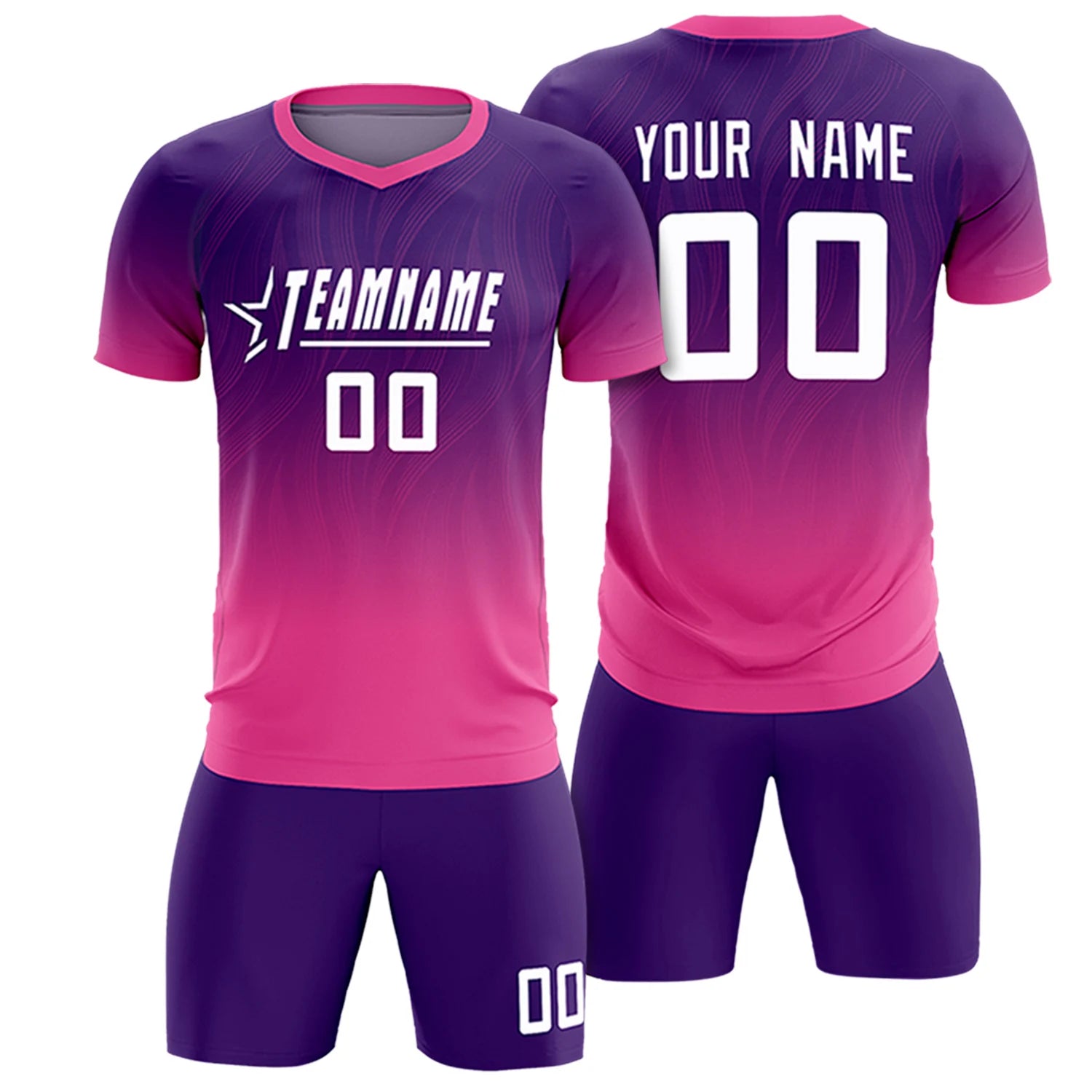 Custom Purple Pink Printing Sportswear Soccer Sets Jersey