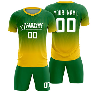 Custom Kelly Green Gold Printing Sportswear Soccer Sets Jersey - Style 1