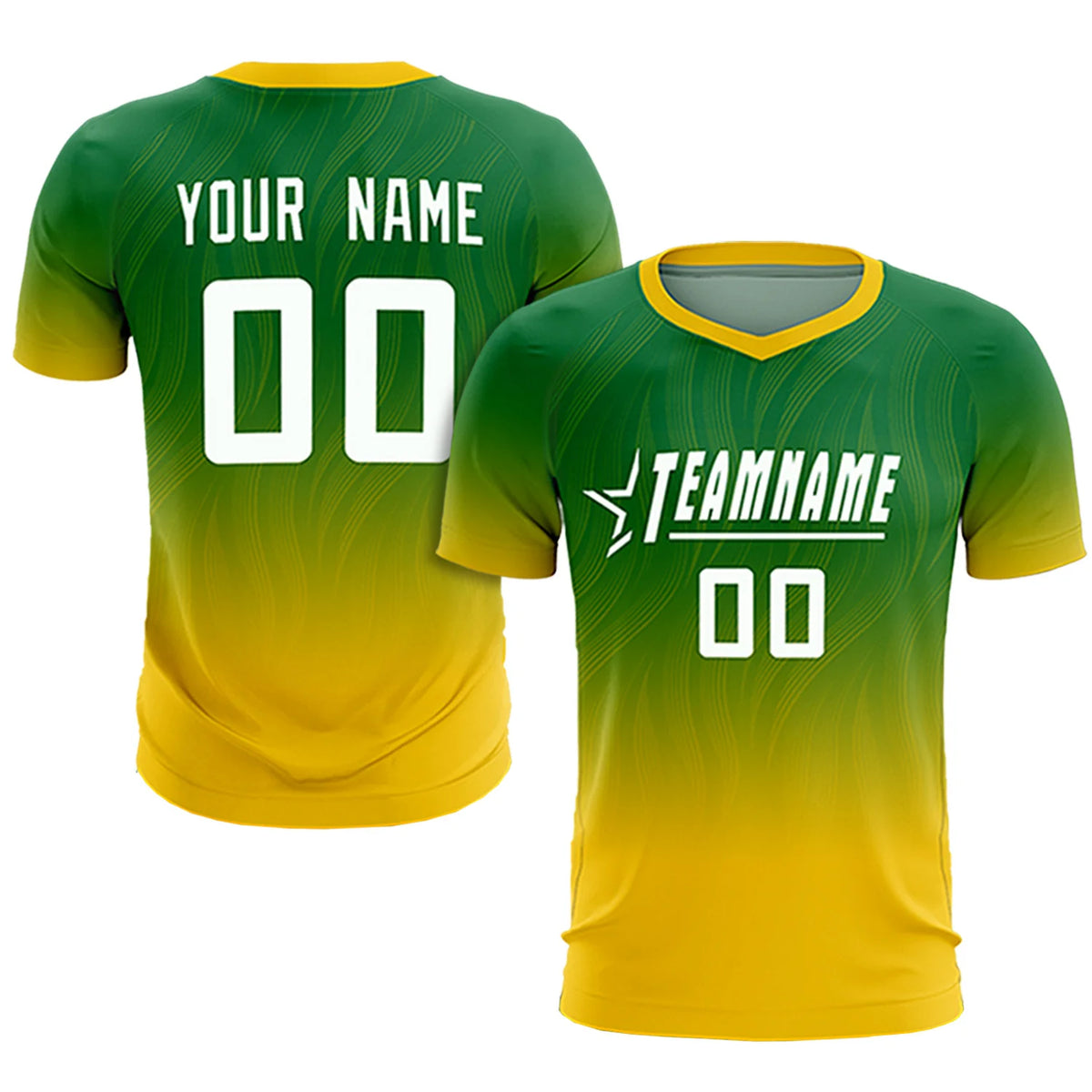 Custom Kelly Green Gold01 Printing Sportswear Soccer Sets Jersey