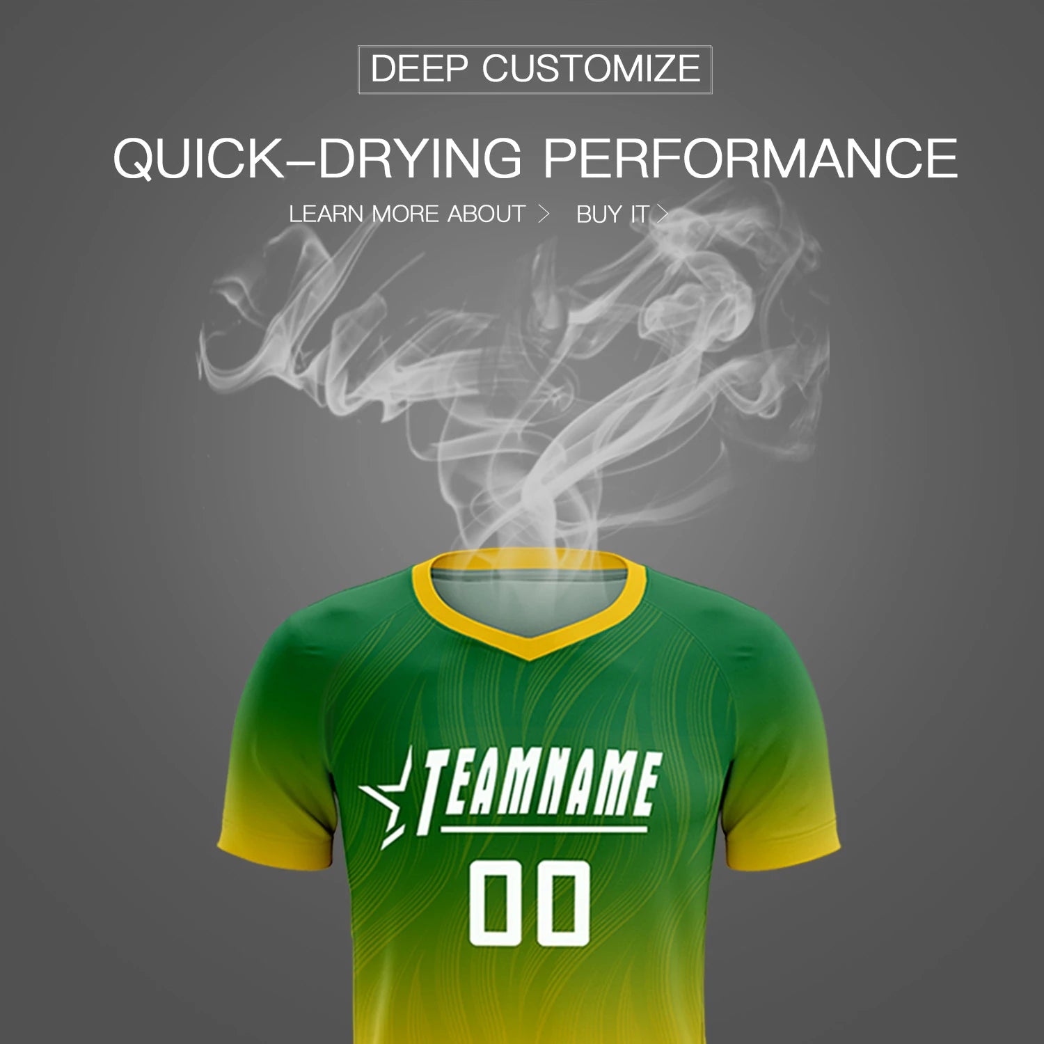 Custom Kelly Green Gold01 Printing Sportswear Soccer Sets Jersey