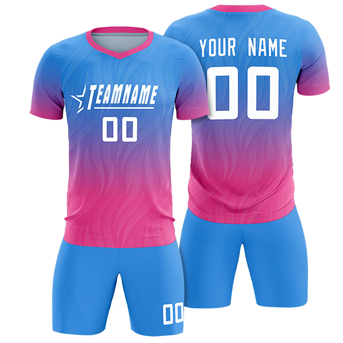 Custom Powder Blue Pink Printing Sportswear Soccer Sets Jersey