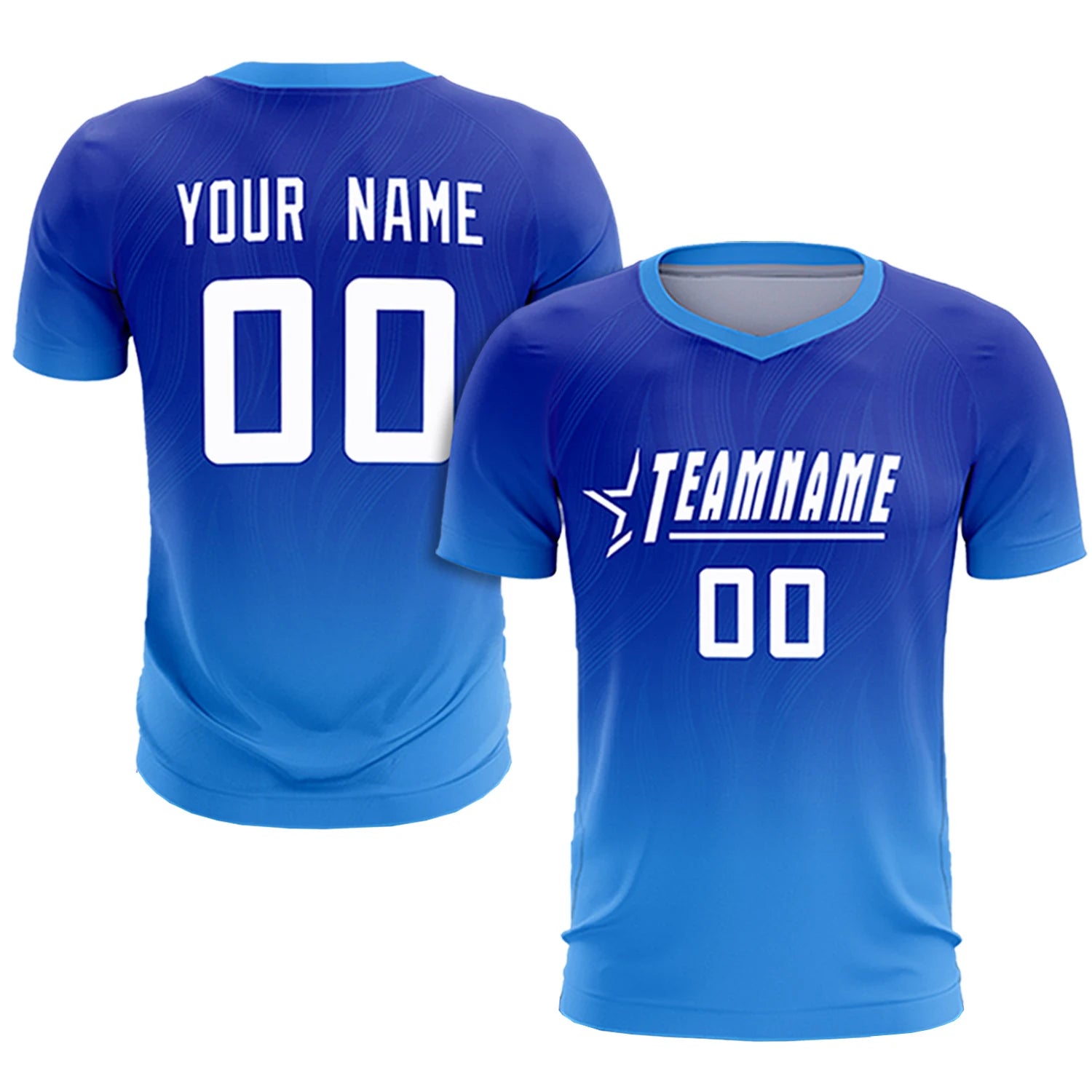 Custom Royal Blue Powder Blue Printing Sportswear Soccer Sets Jersey