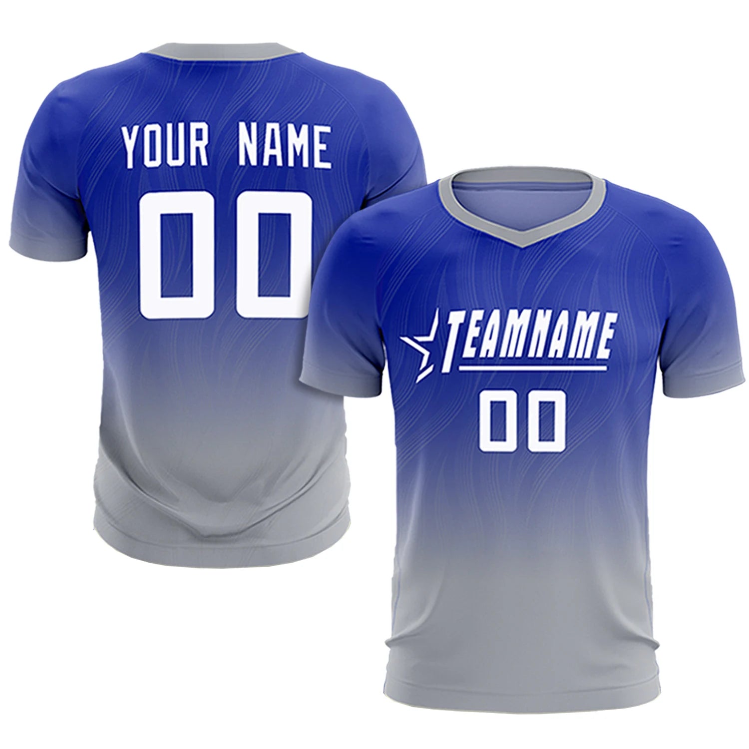 Custom Royal Blue Gray Printing Sportswear Soccer Sets Jersey
