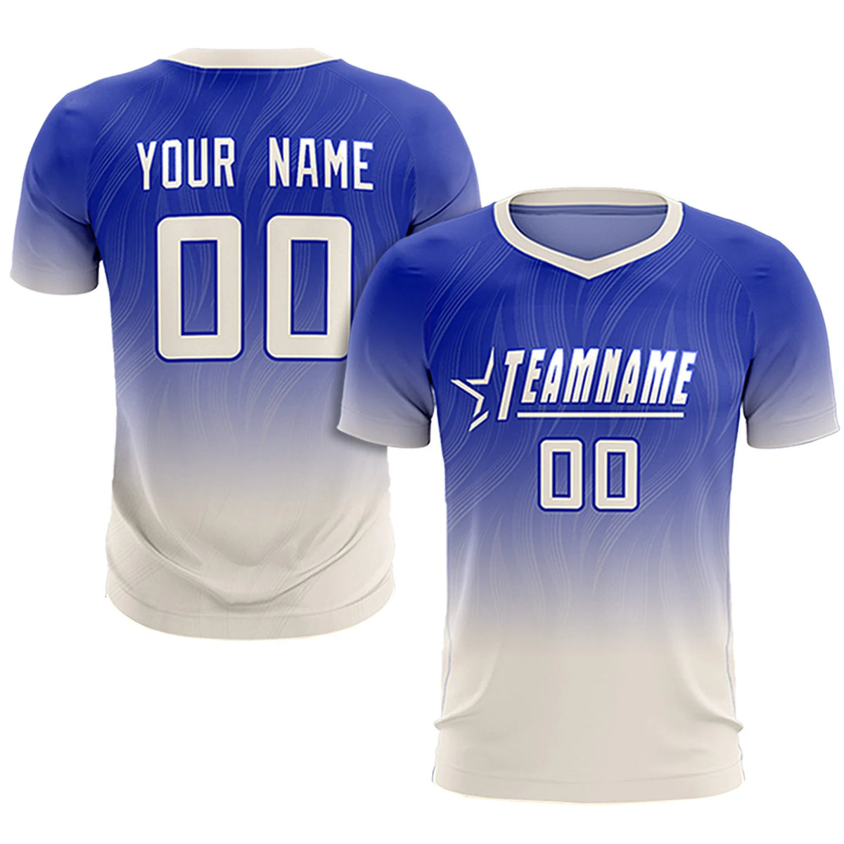 Custom Royal Blue Khaki Printing Sportswear Soccer Sets Jersey