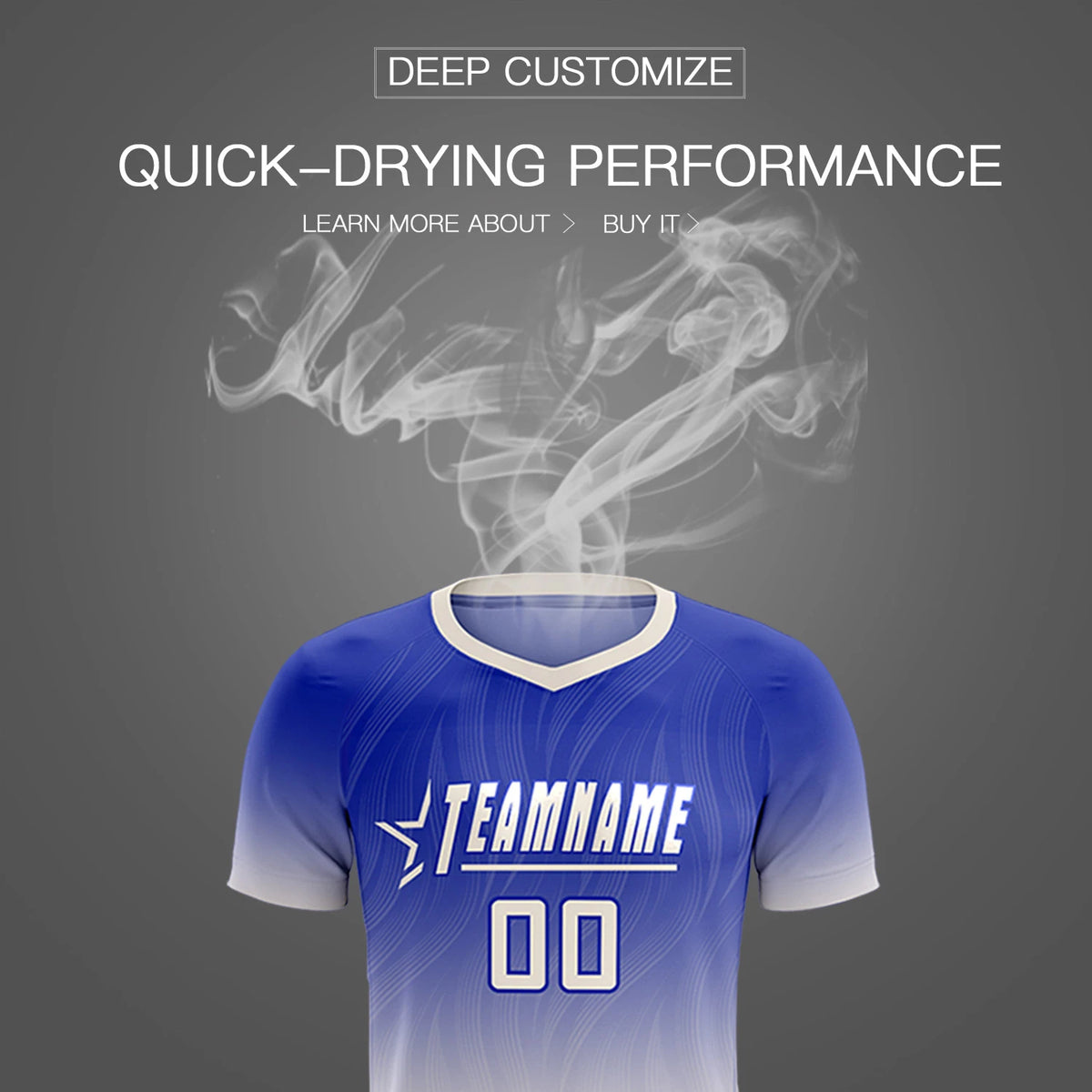 Custom Royal Blue Khaki Printing Sportswear Soccer Sets Jersey