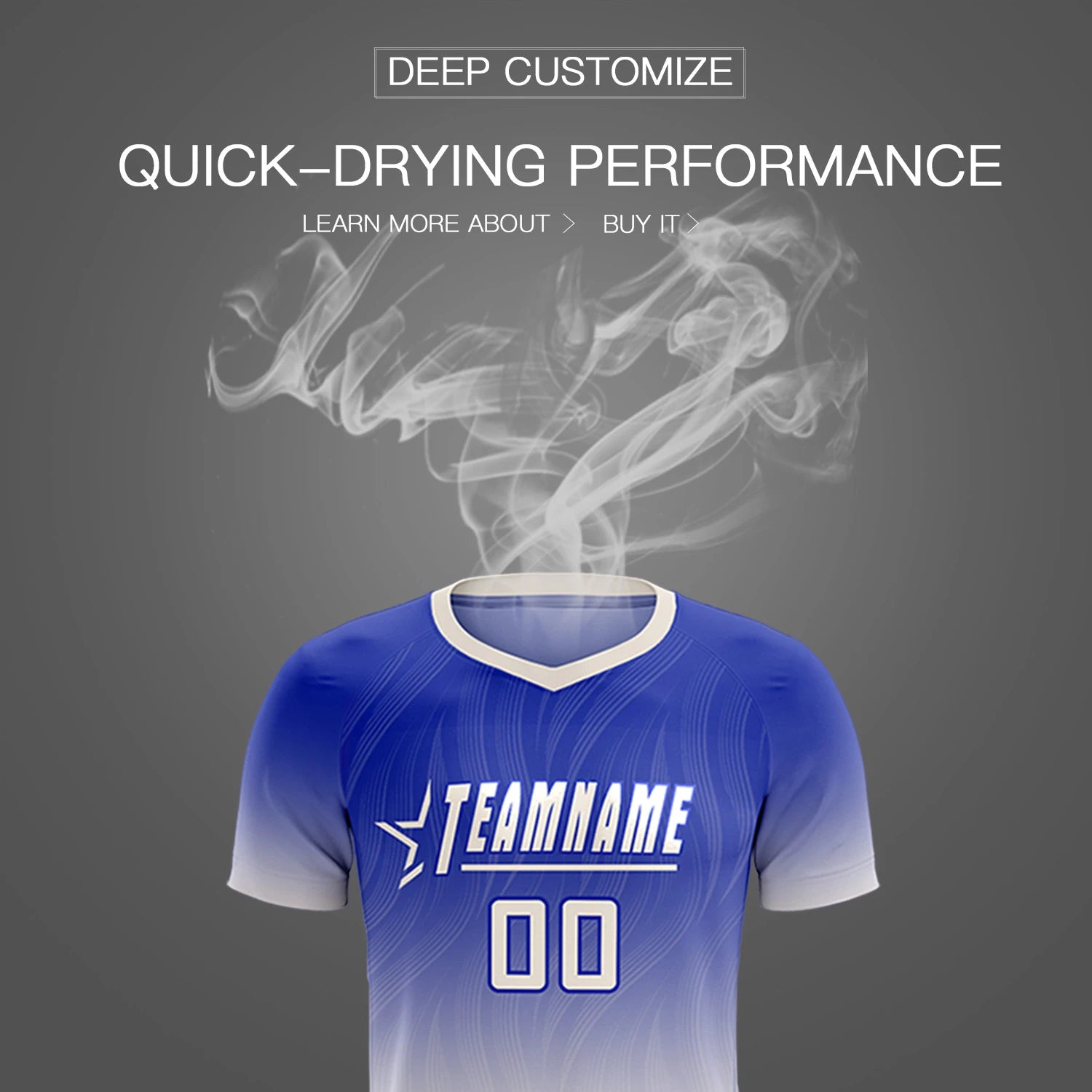 Custom Royal Blue Khaki Printing Sportswear Soccer Sets Jersey