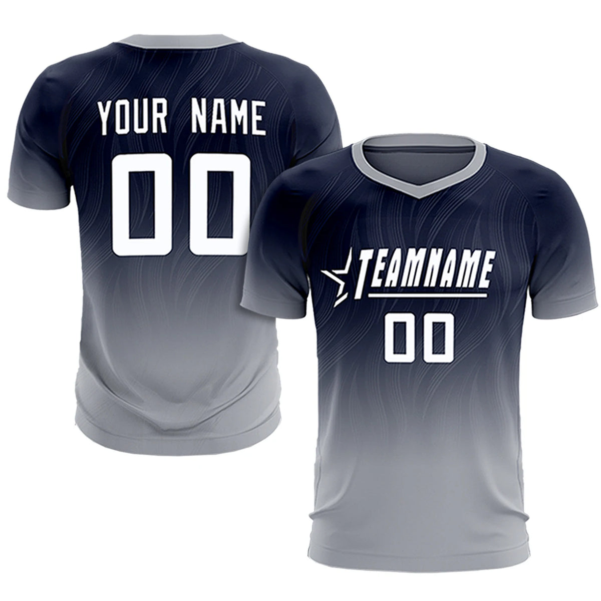 Custom Navy Gray Printing Sportswear Soccer Sets Jersey