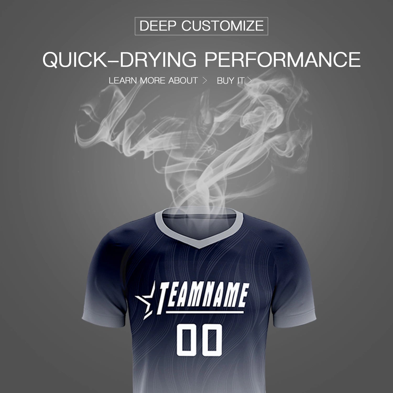 Custom Navy Gray Printing Sportswear Soccer Sets Jersey