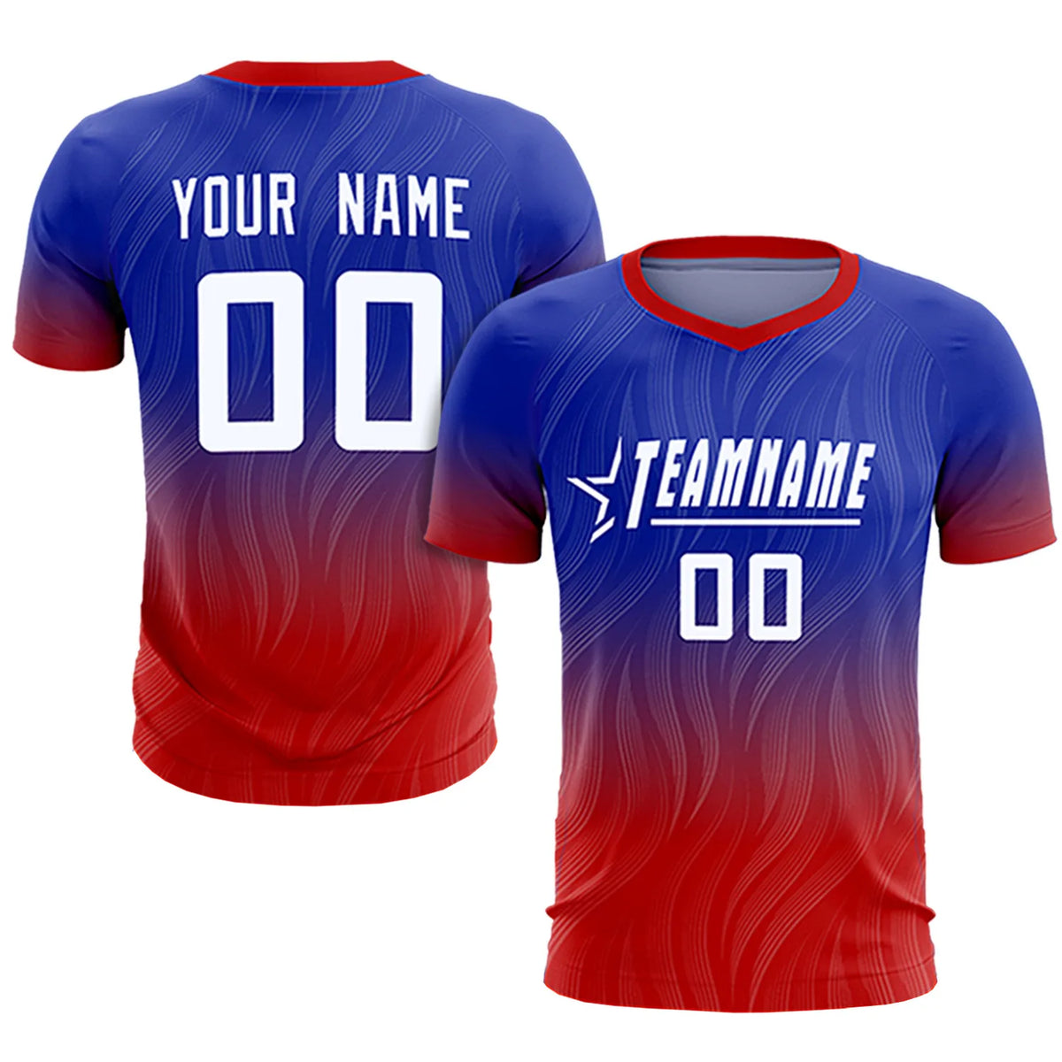 Custom Royal Blue Red Printing Sportswear Soccer Sets Jersey