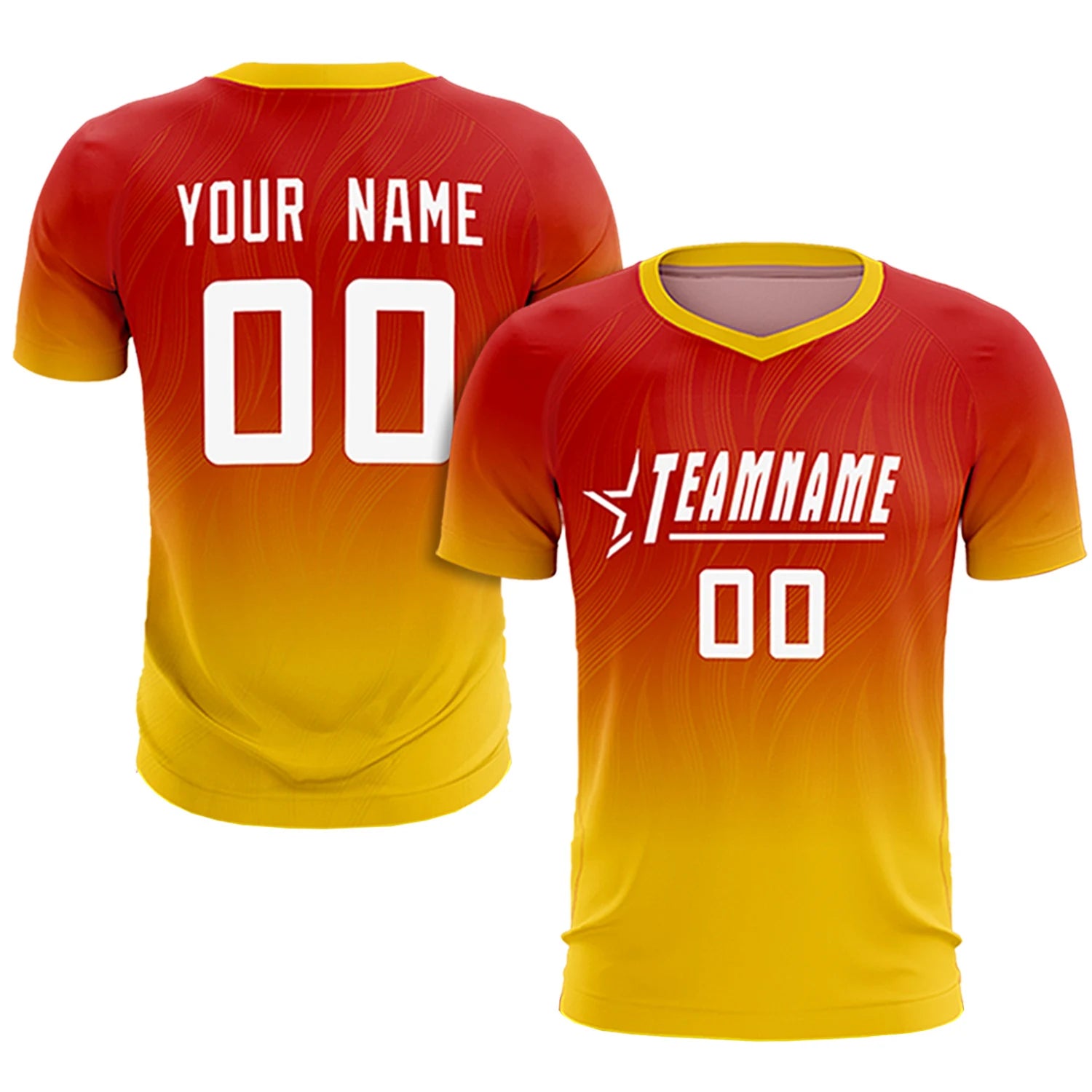 Custom Red Gold01 Printing Sportswear Soccer Sets Jersey