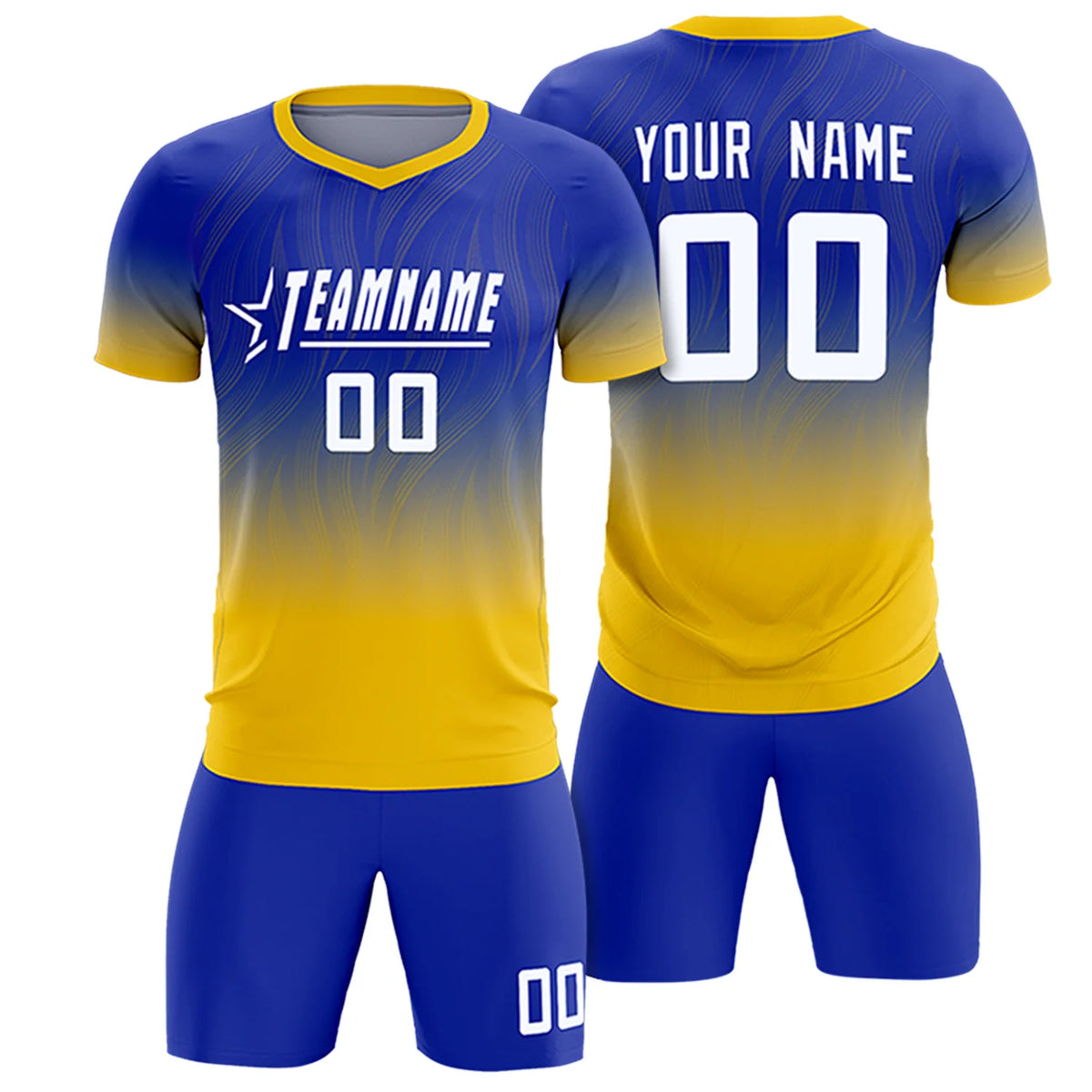Custom Royal Blue Gold01 Printing Sportswear Soccer Sets Jersey
