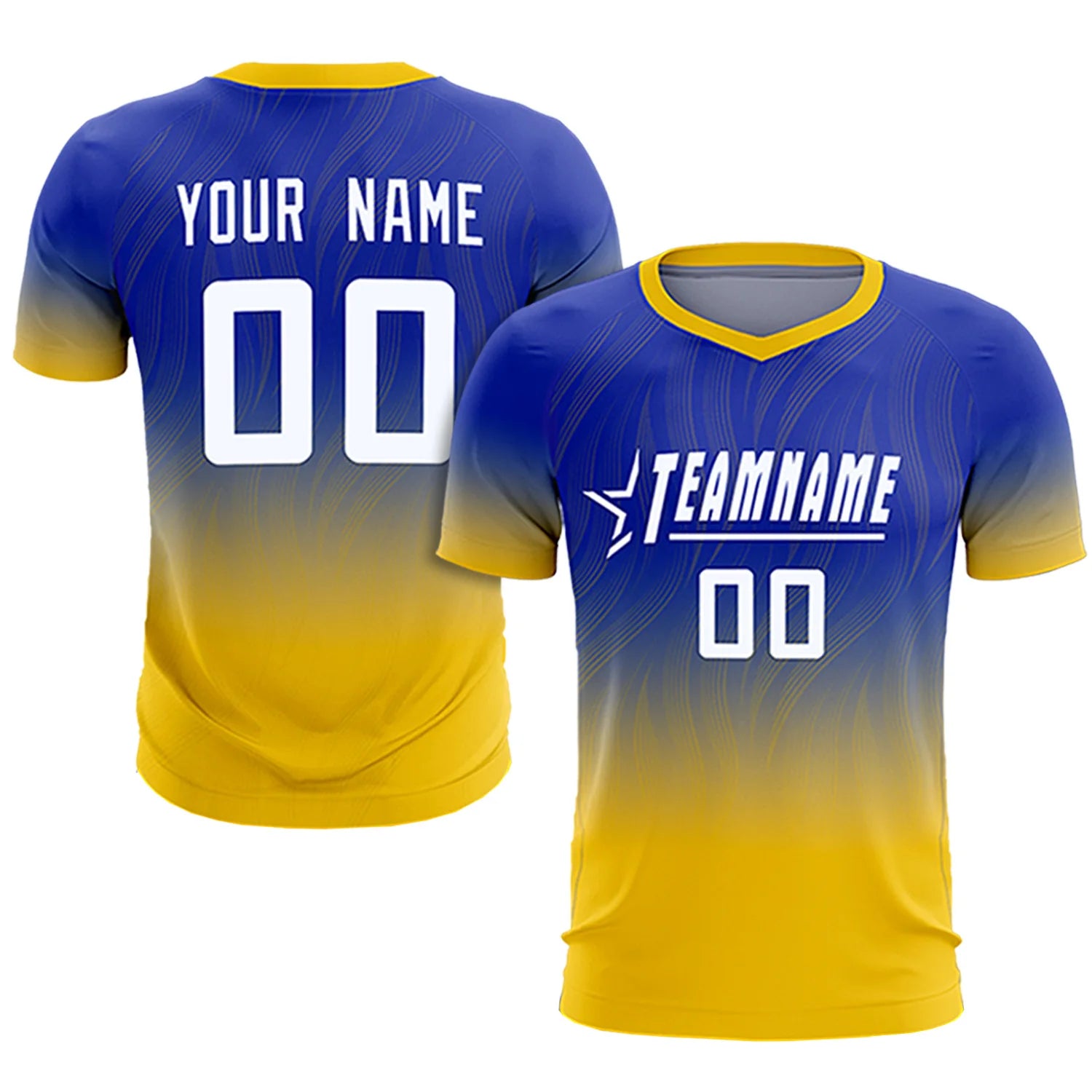 Custom Royal Blue Gold01 Printing Sportswear Soccer Sets Jersey