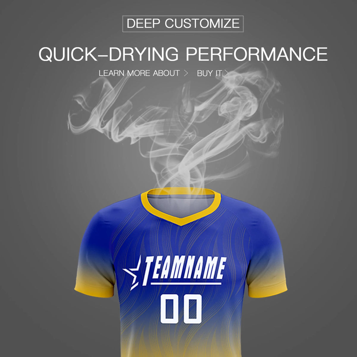 Custom Royal Blue Gold01 Printing Sportswear Soccer Sets Jersey