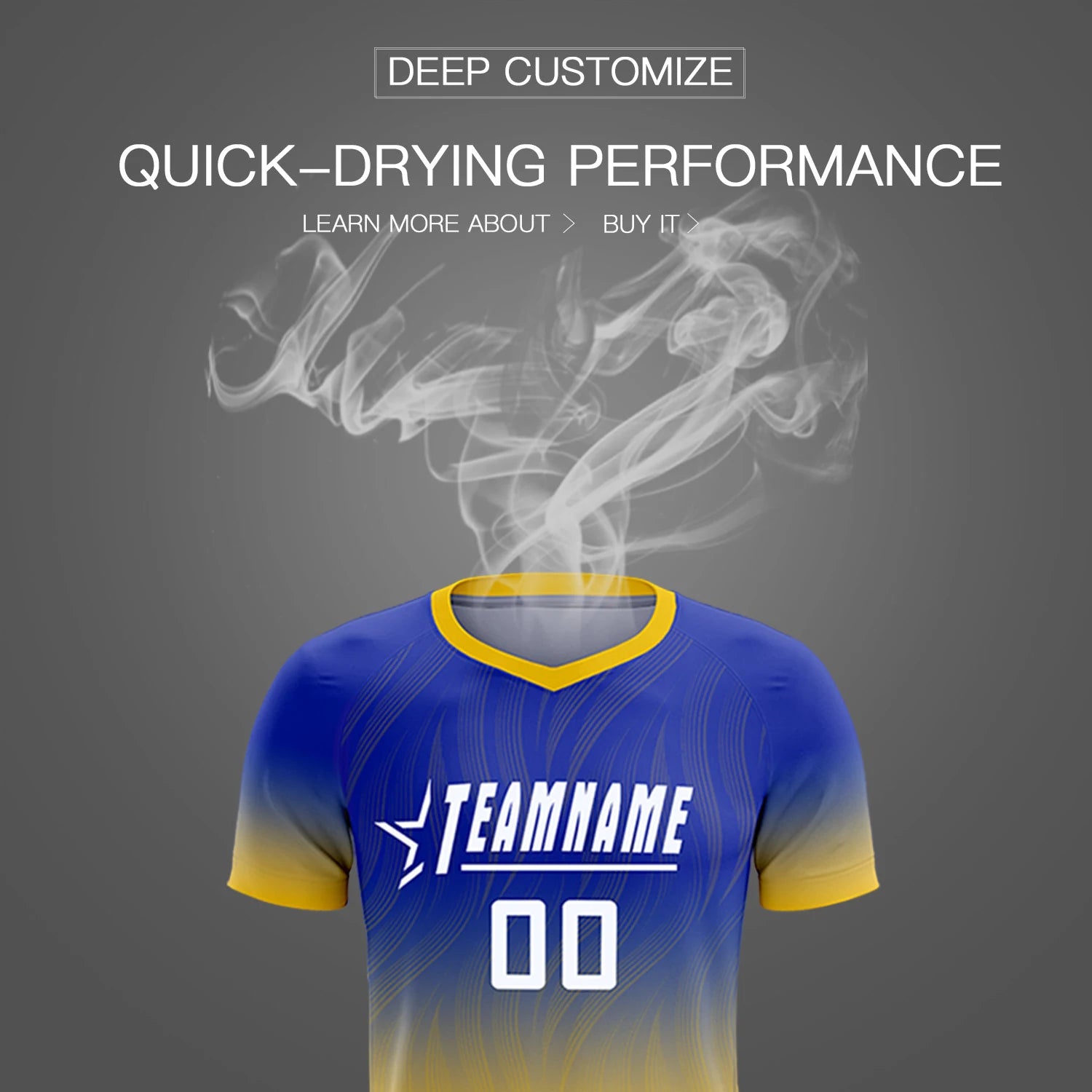 Custom Royal Blue Gold01 Printing Sportswear Soccer Sets Jersey