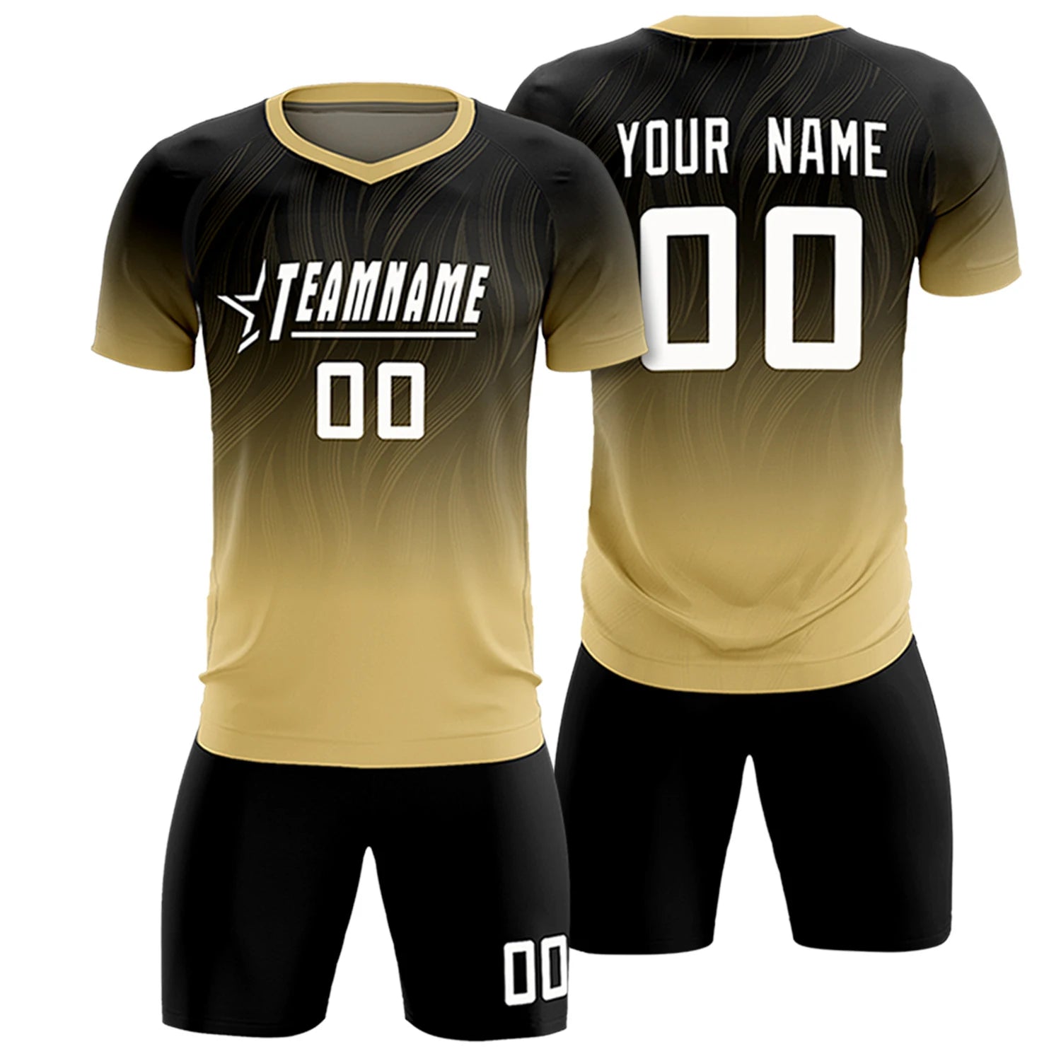 Custom Black Khaki Printing Sportswear Soccer Sets Jersey