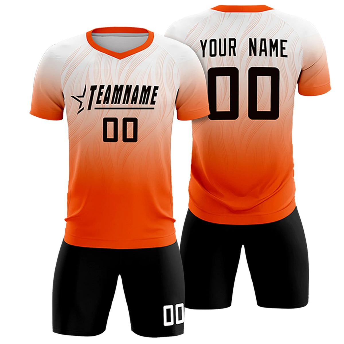 Custom White Orange Printing Sportswear Soccer Sets Jersey