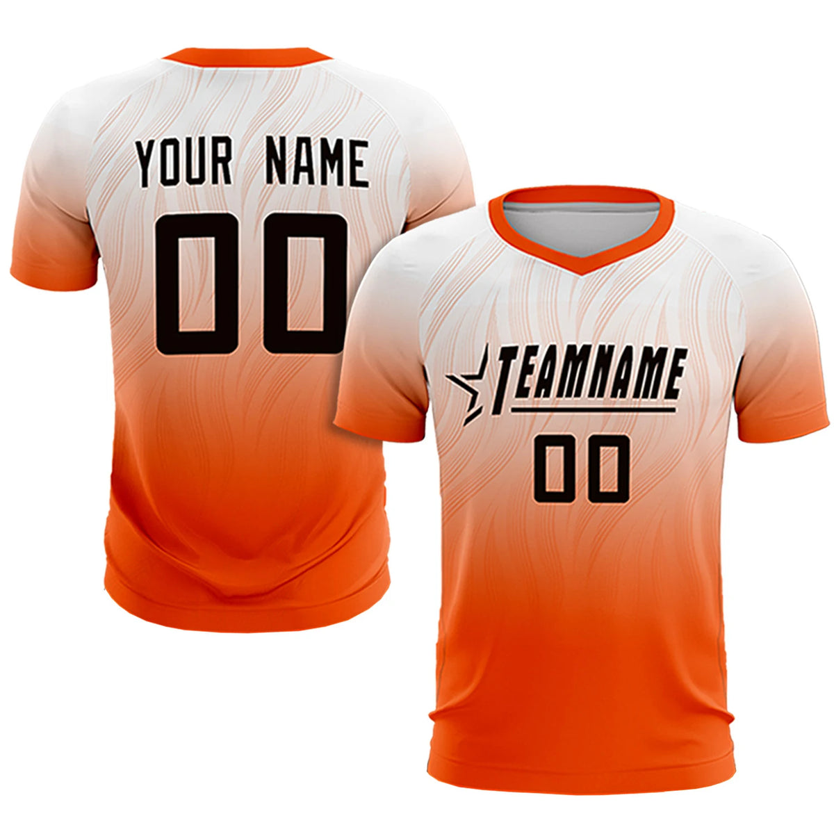 Custom White Orange Printing Sportswear Soccer Sets Jersey
