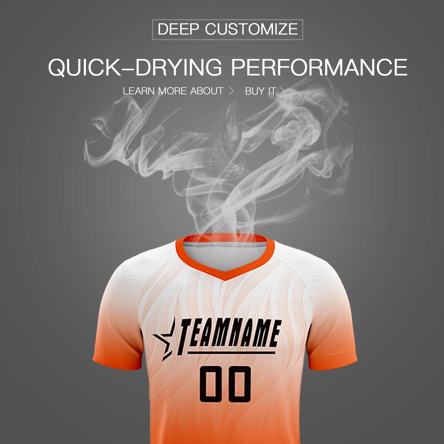 Custom White Orange Printing Sportswear Soccer Sets Jersey