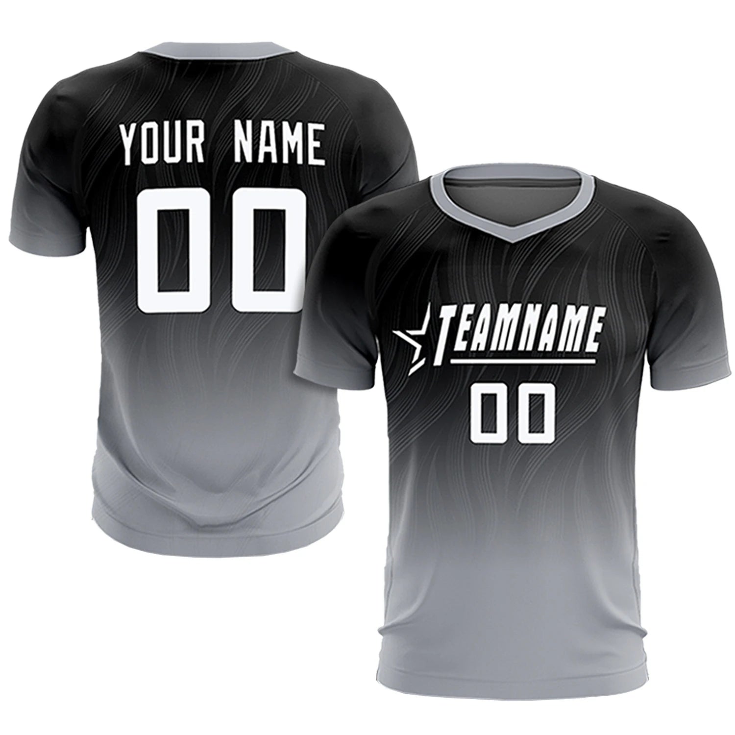 Custom Black Gray Printing Sportswear Soccer Sets Jersey