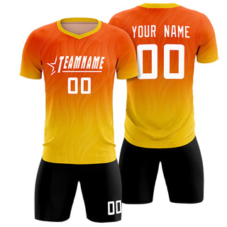 Custom Orange Gold Printing Sportswear Soccer Sets Jersey - Style 1