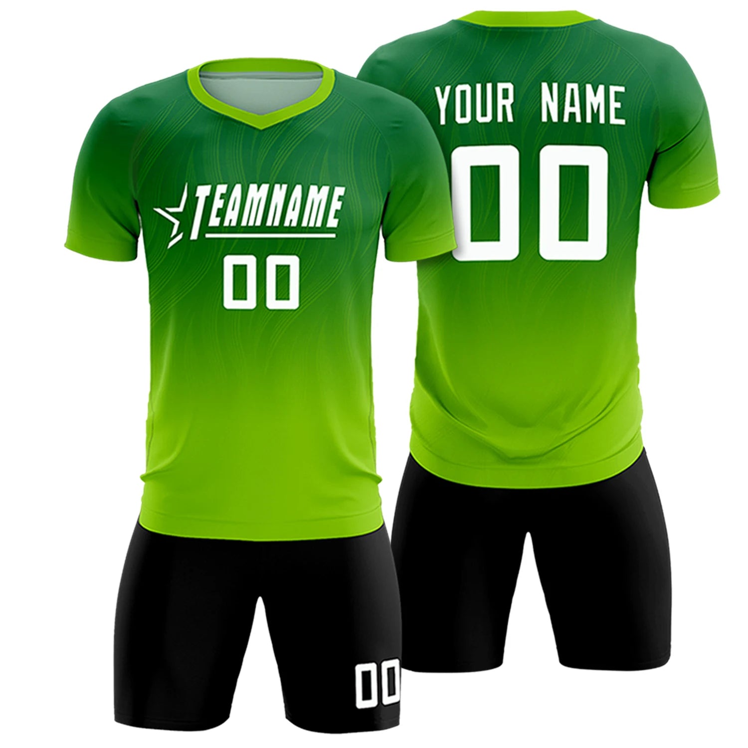 Custom Kelly Green Neon Green Printing Sportswear Soccer Sets Jersey