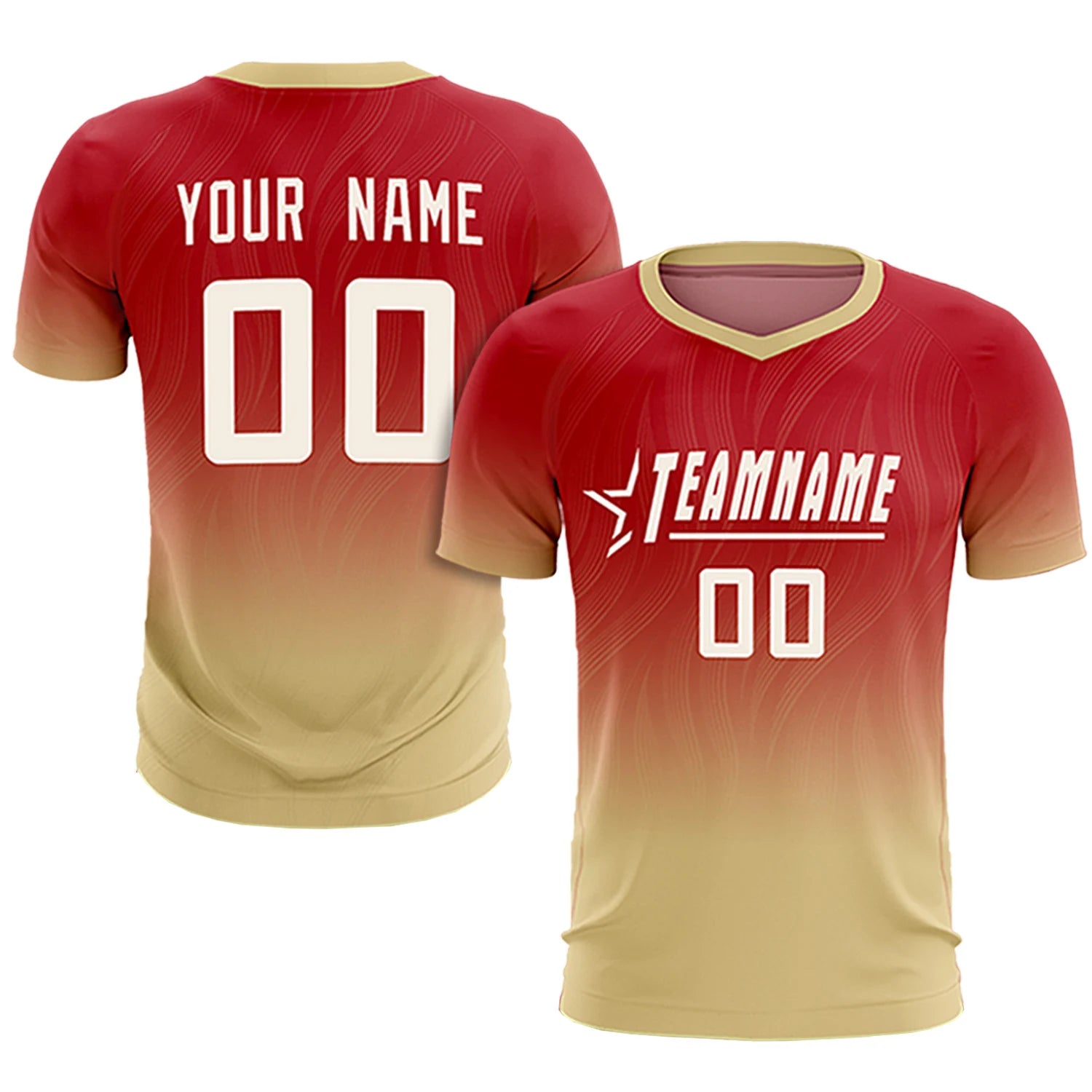 Custom Red Khaki Printing Sportswear Soccer Sets Jersey