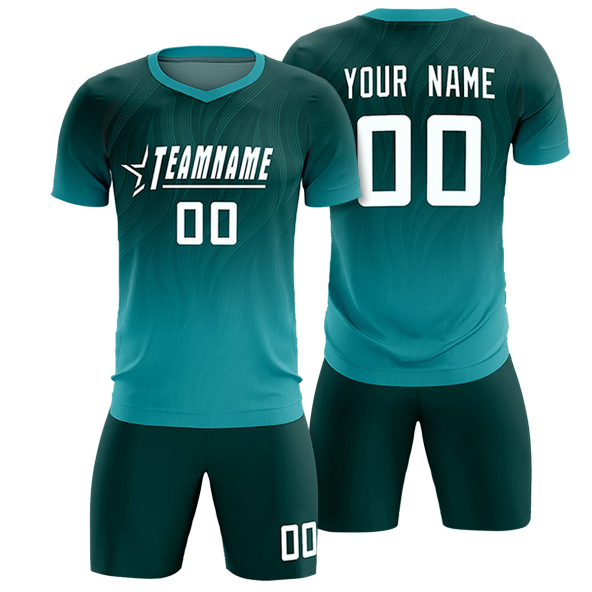 Custom Midnight Green Aqua Printing Sportswear Soccer Sets Jersey