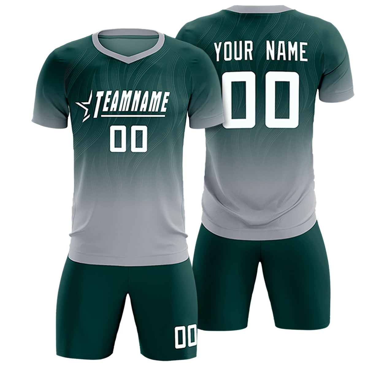 Custom Midnight Green Gray Printing Sportswear Soccer Sets Jersey