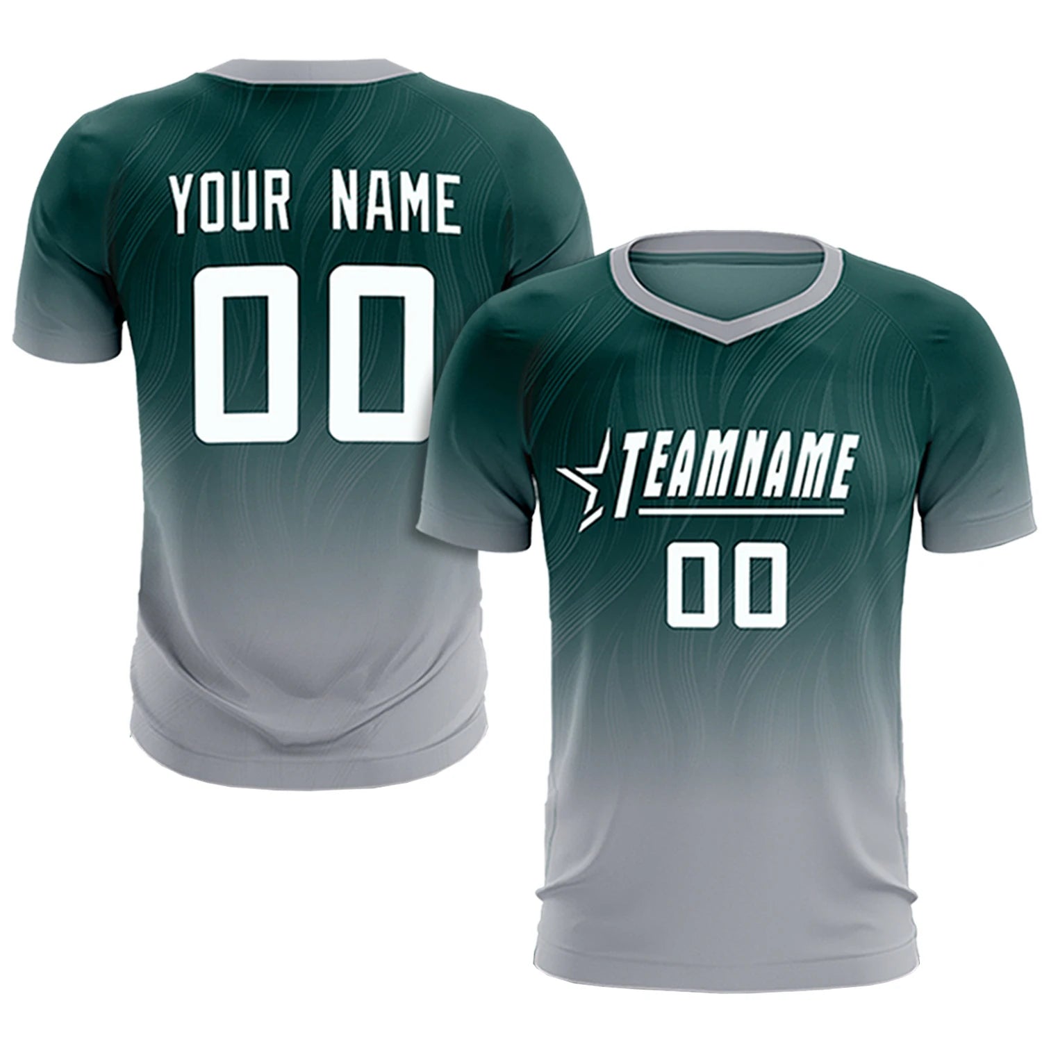 Custom Midnight Green Gray Printing Sportswear Soccer Sets Jersey