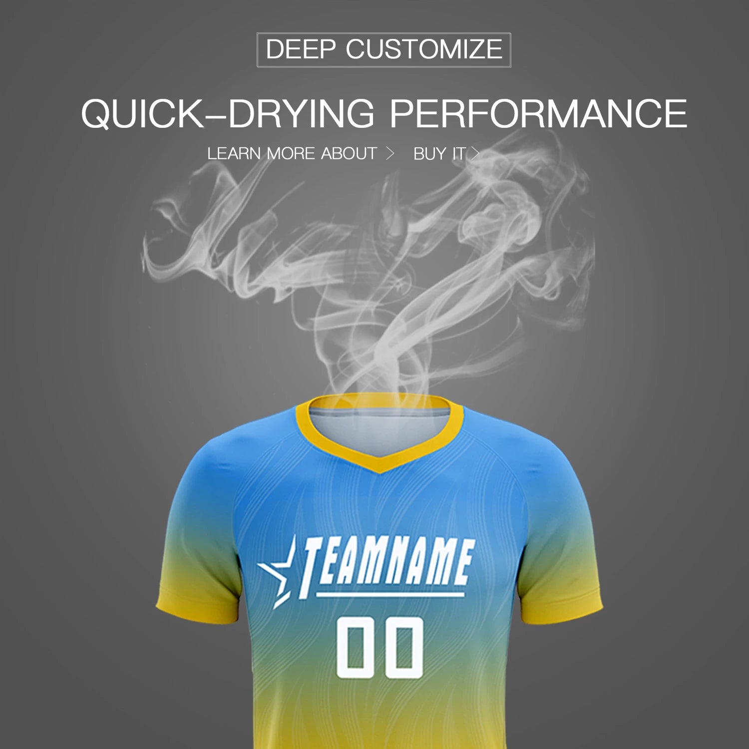 Custom Powder Blue Gold01 Printing Sportswear Soccer Sets Jersey