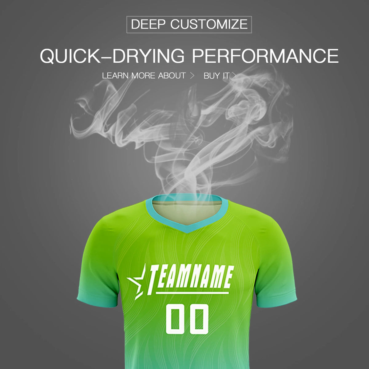 Custom Neon Green Aqua Printing Sportswear Soccer Sets Jersey