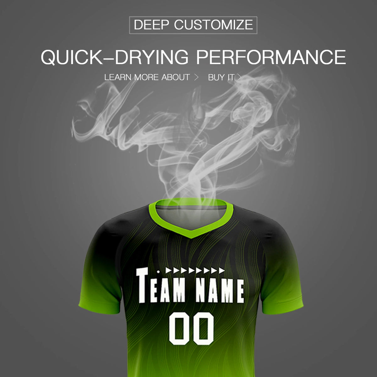 Custom Black Neon Green Printing Sportswear Soccer Sets Jersey